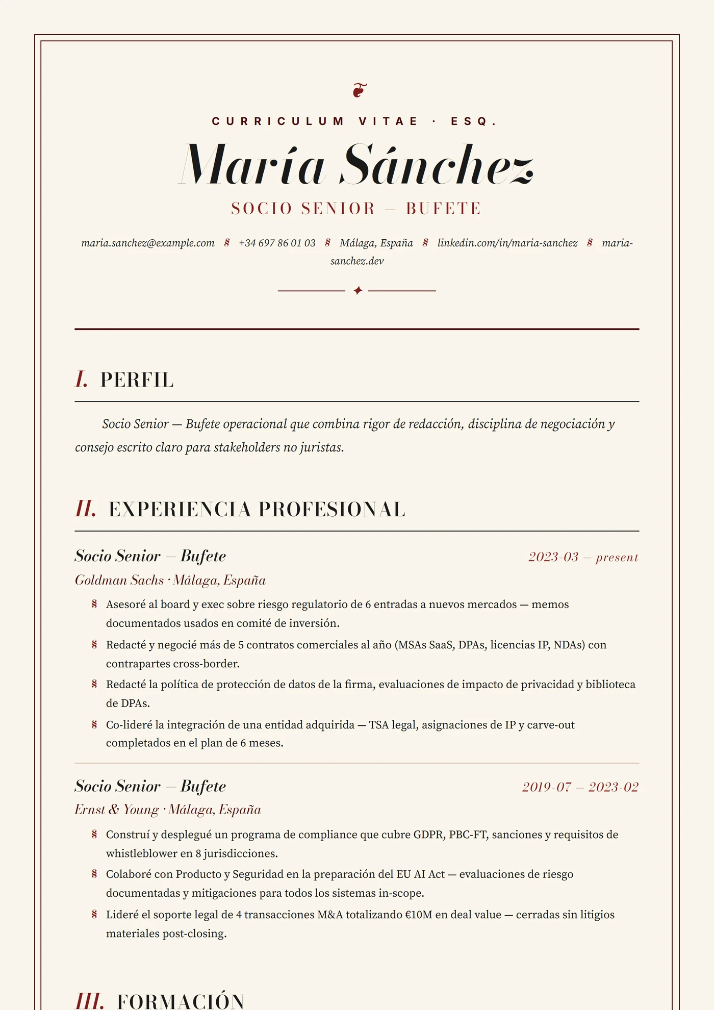 Bufete Clásico — Plantillas de CV