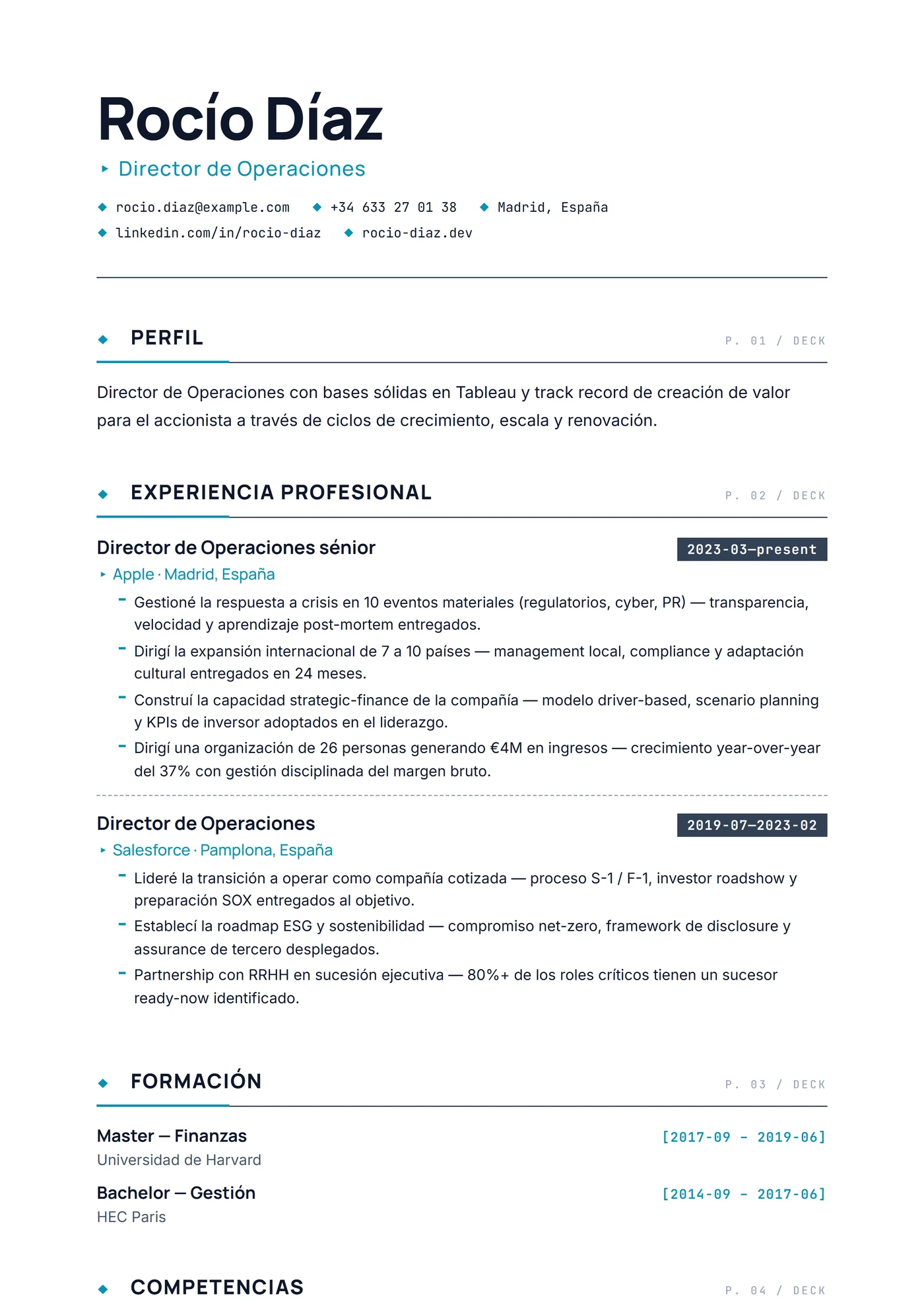 Deck de Management — Plantillas de CV
