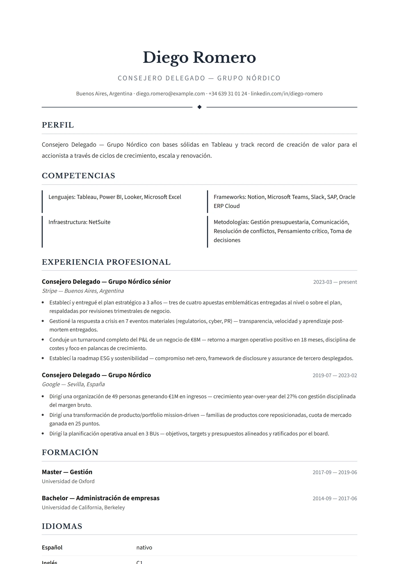 Escandinavia Ejecutivo — Plantillas de CV