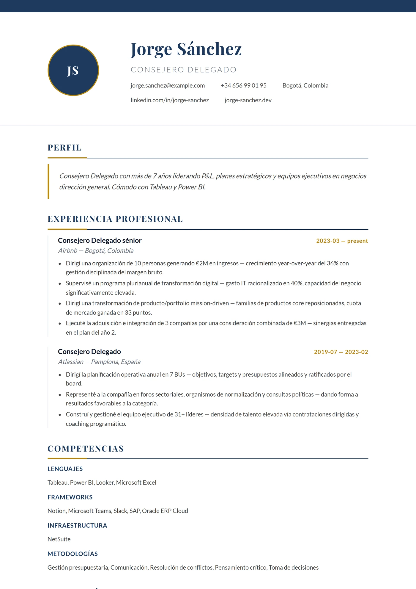 España Ejecutivo — Plantillas de CV