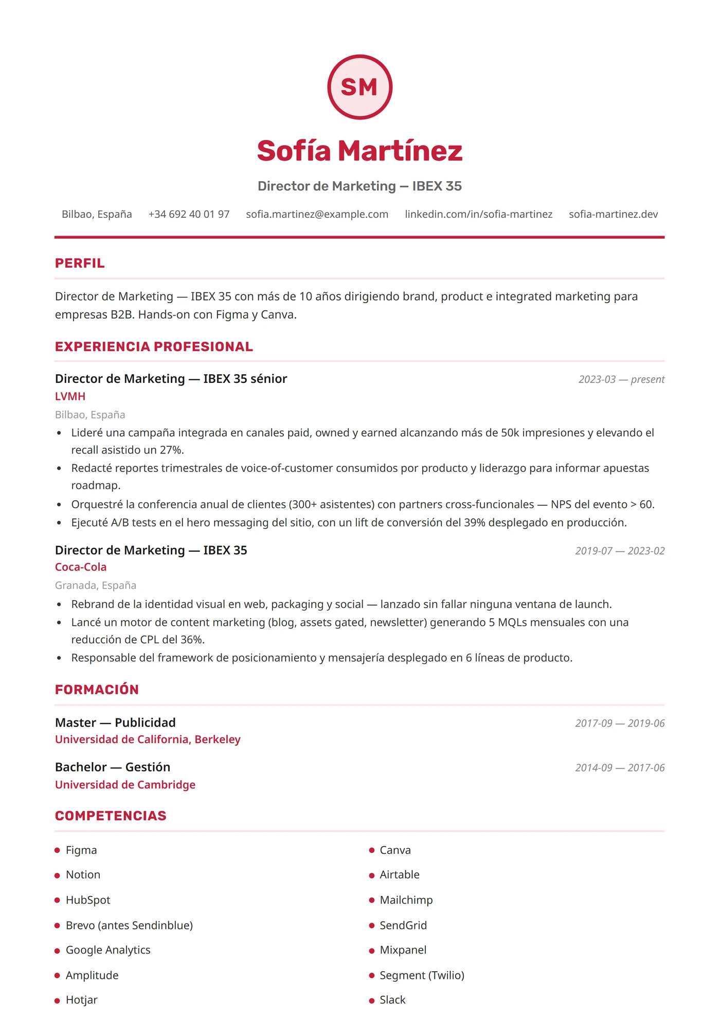 España — Plantillas de CV