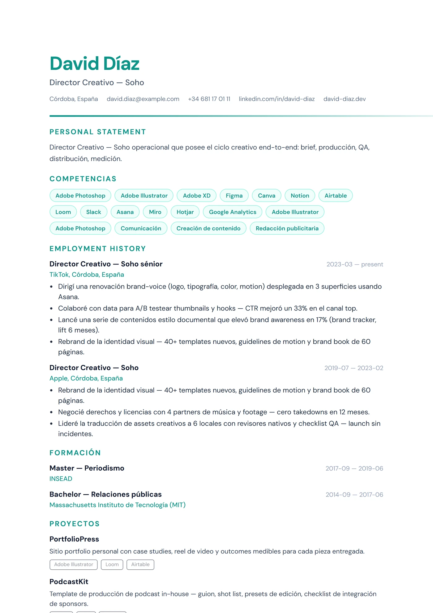 UK Creativo — Plantillas de CV