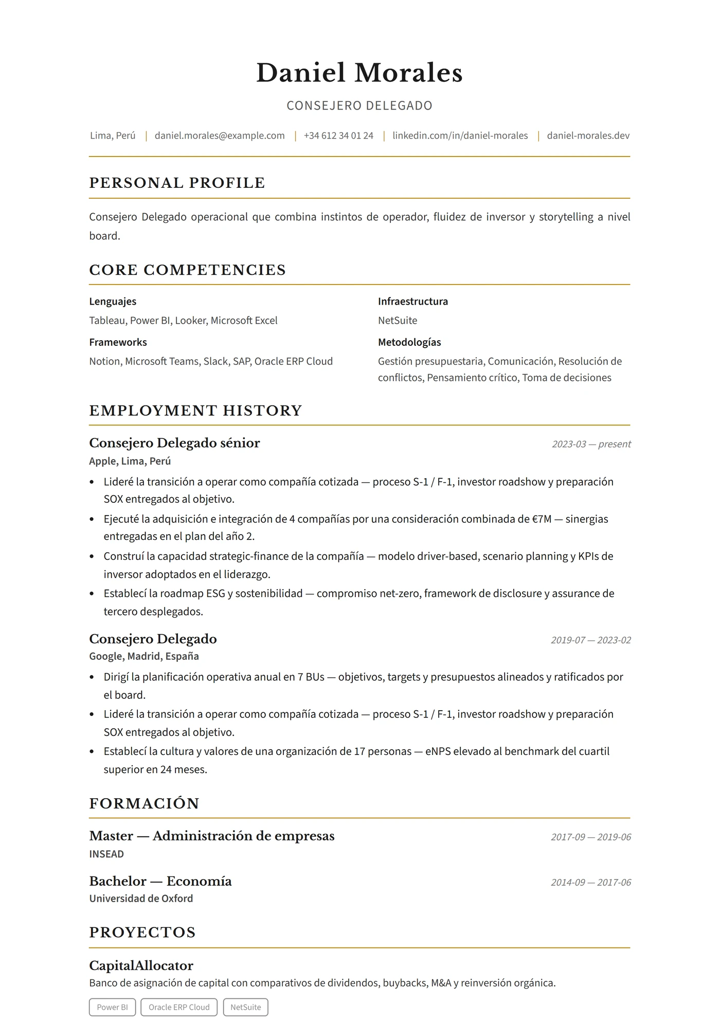 UK Ejecutivo — Plantillas de CV