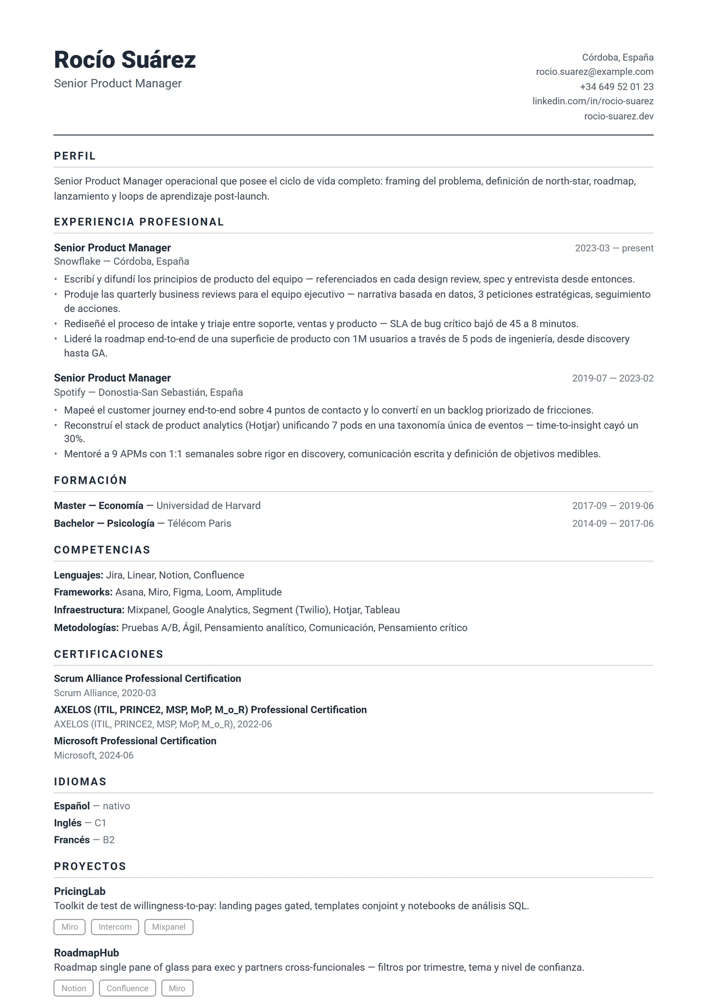EE. UU. Compacto — Plantillas de CV