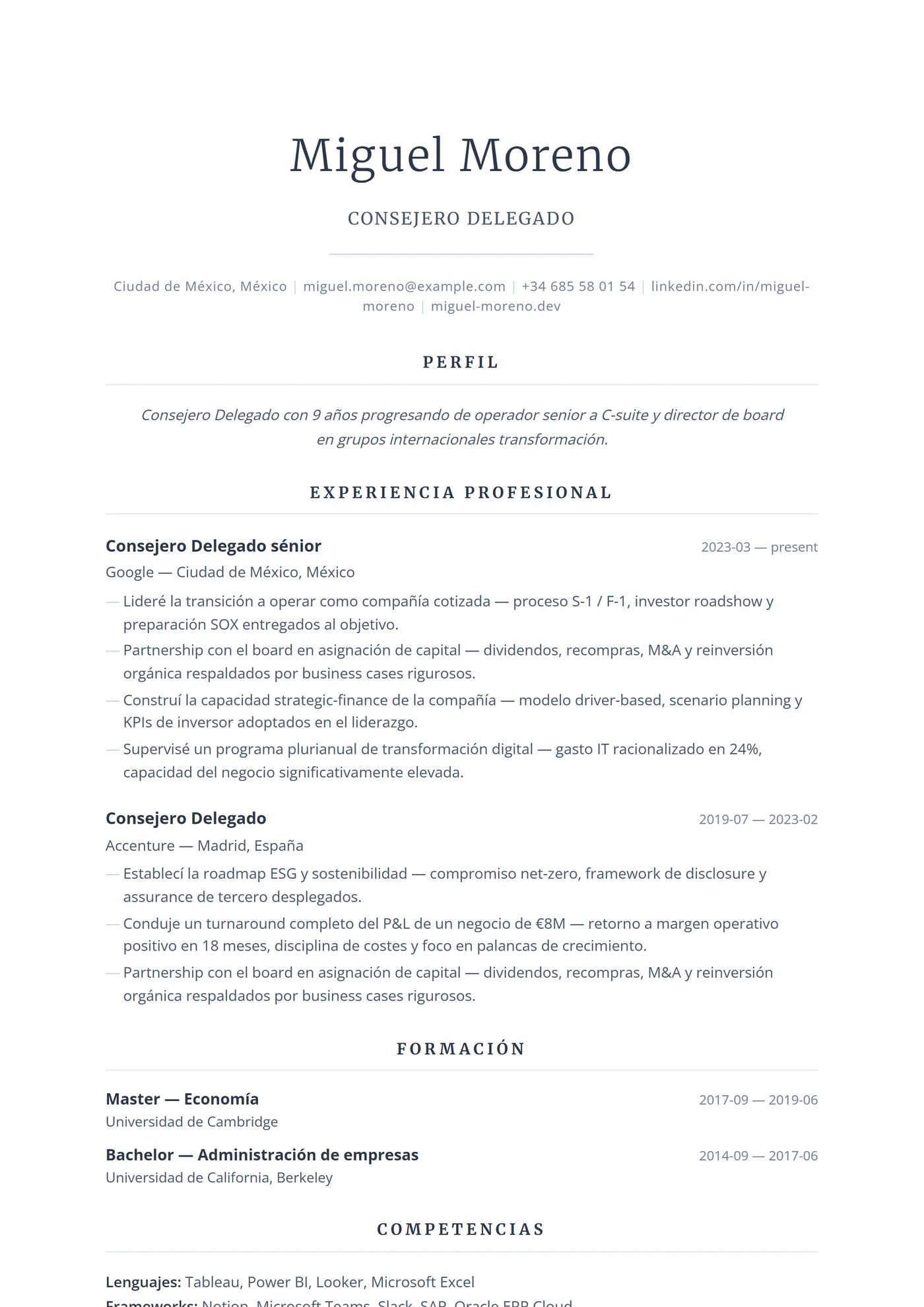 EE. UU. Ejecutivo — Plantillas de CV