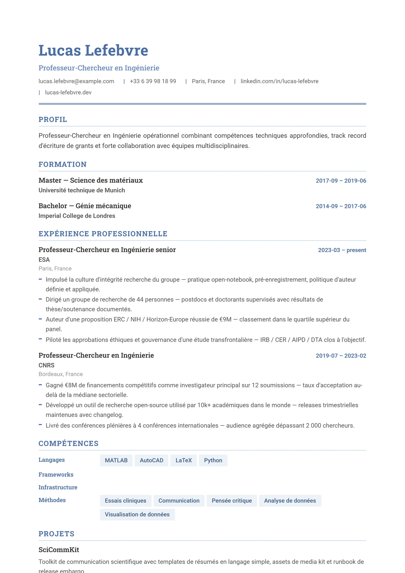 Ingénierie — Modèles de CV