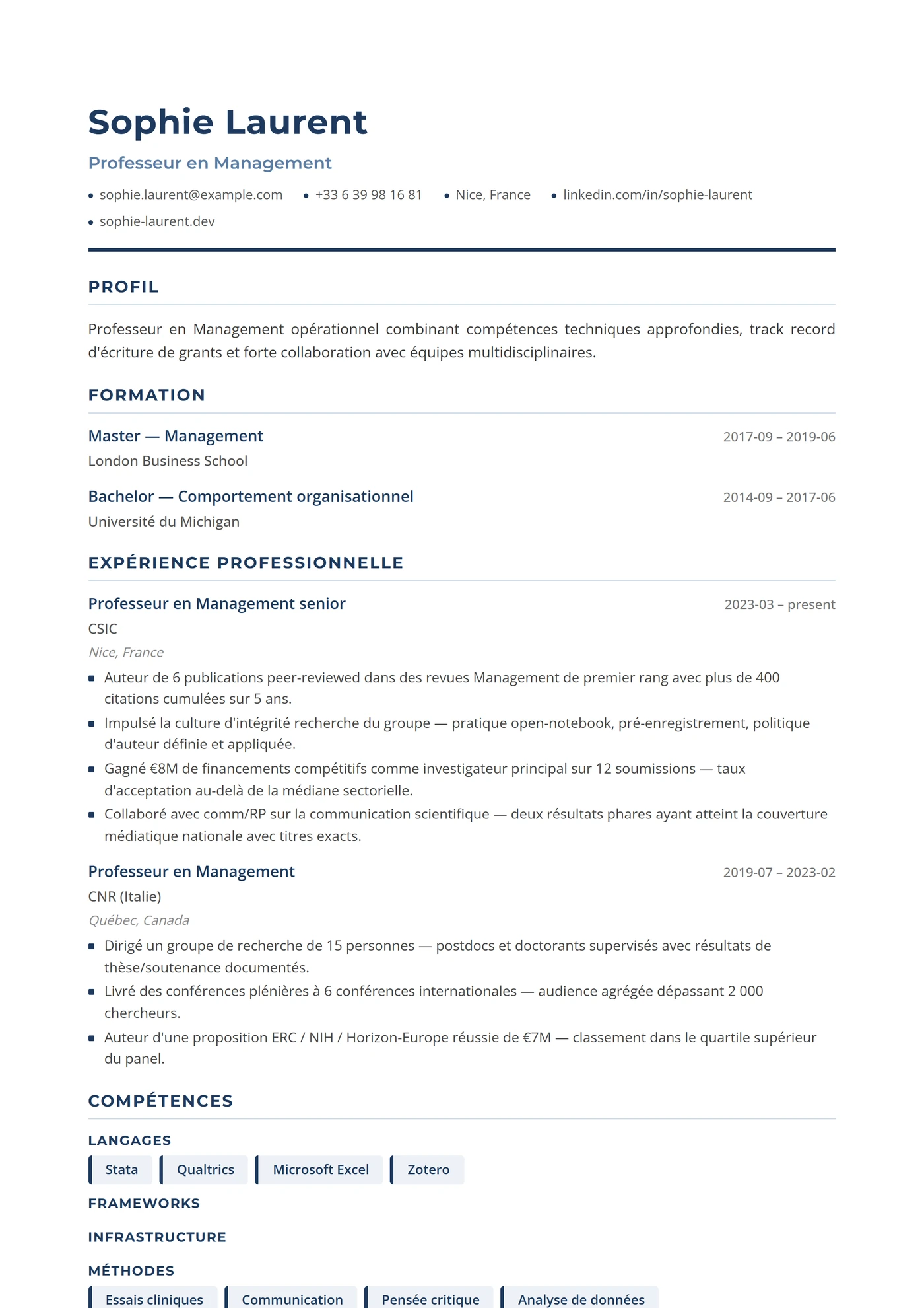 Management & Business — Modèles de CV