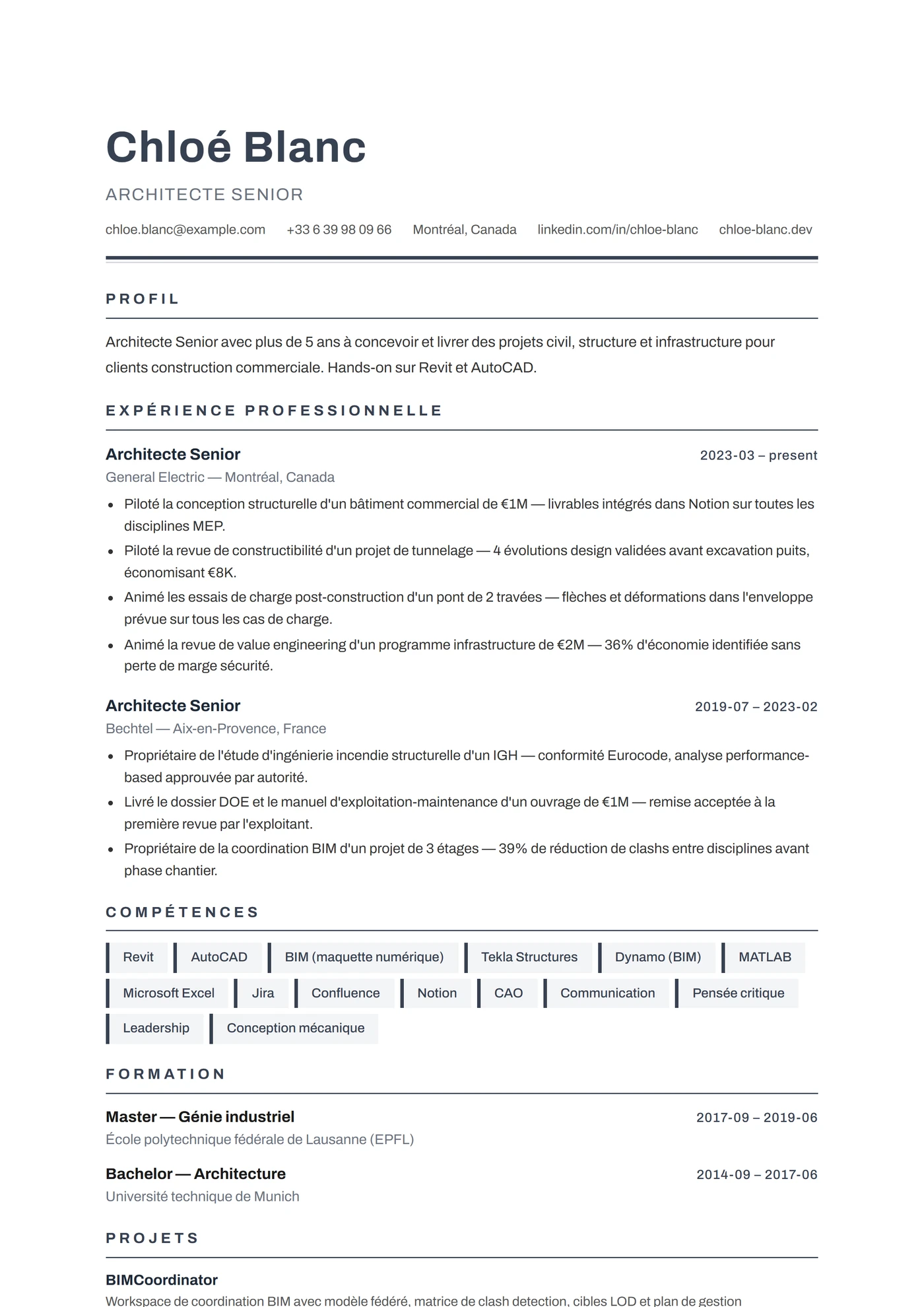 ATS Architecte — Modèles de CV