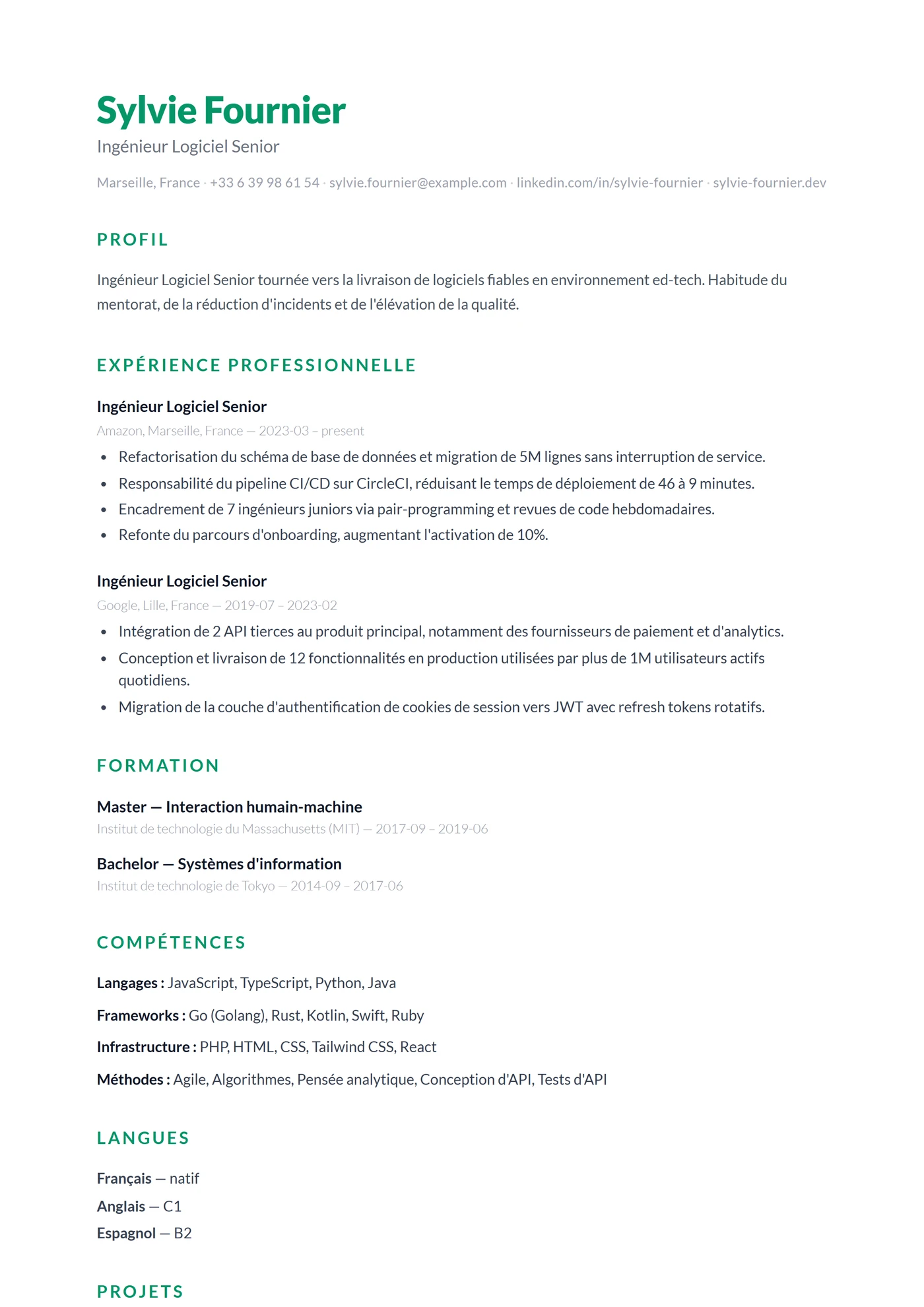 ATS Épuré — Modèles de CV