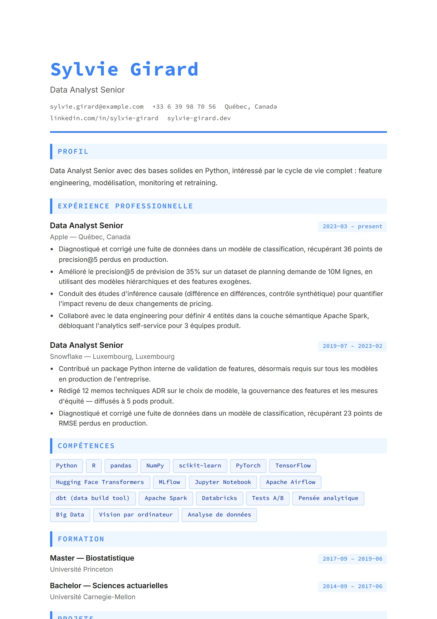 ATS Data Analyst — Modèles de CV