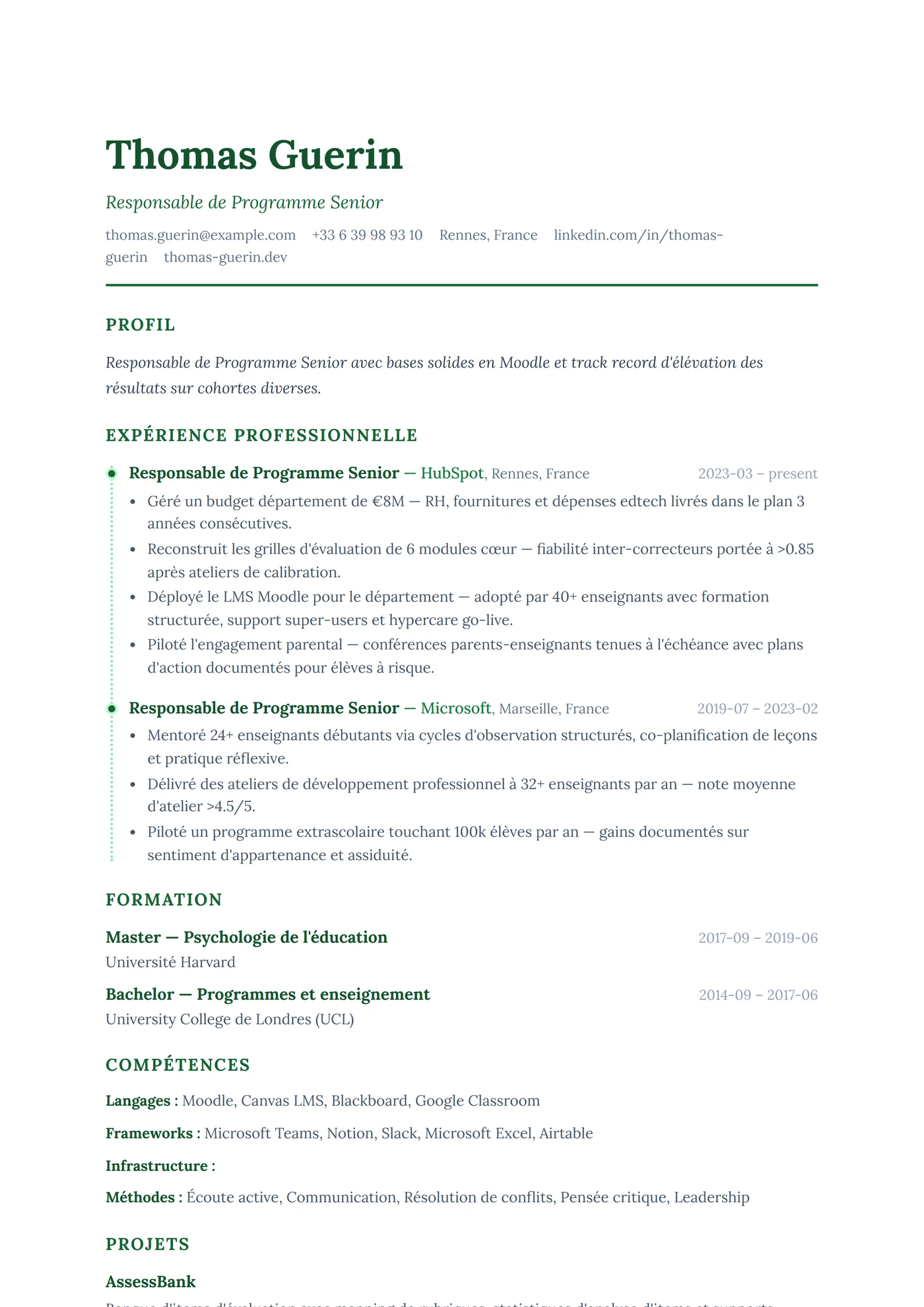 ATS Frise Pointillée — Modèles de CV