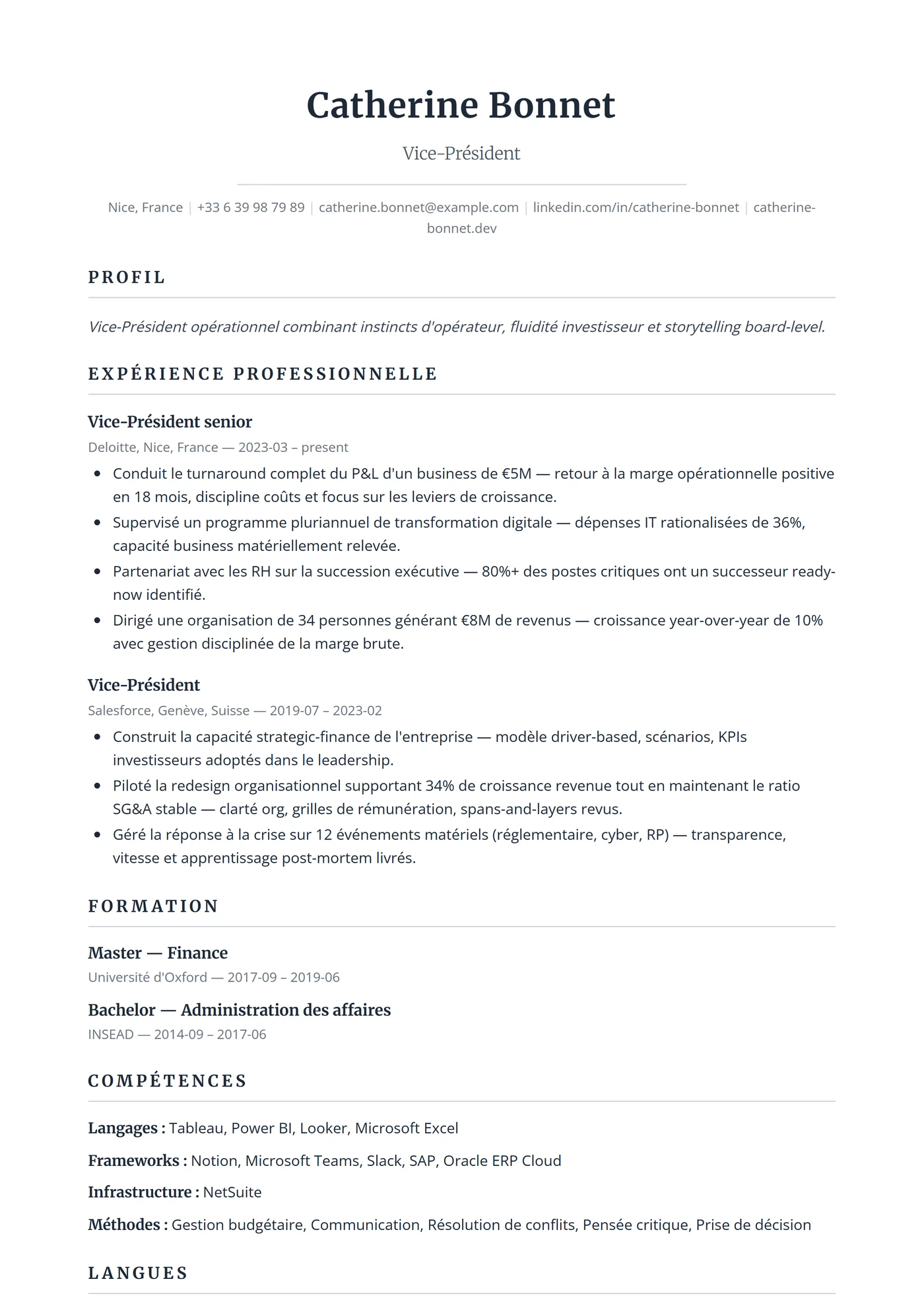 ATS Exécutif — Modèles de CV