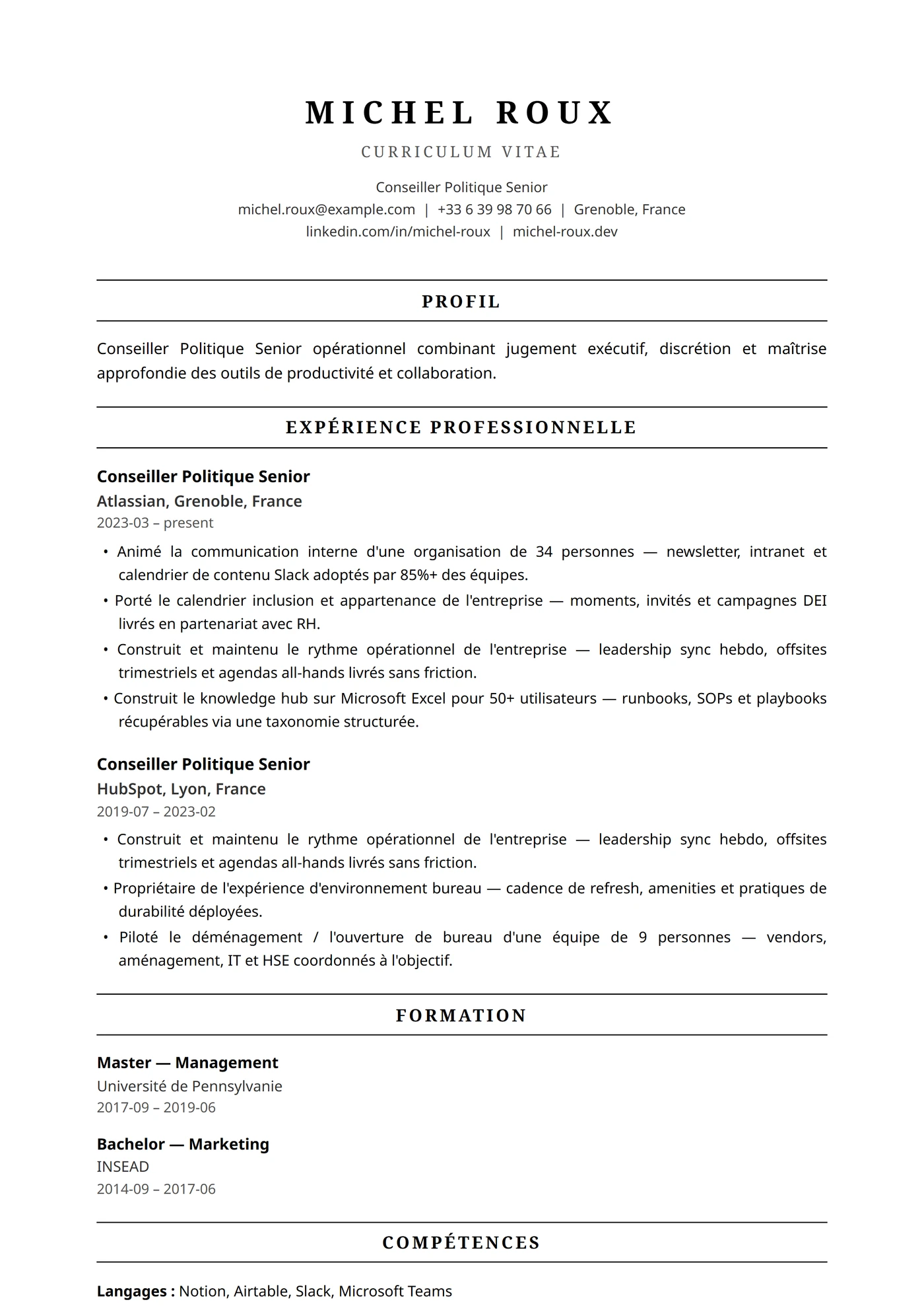 ATS Fédéral — Modèles de CV