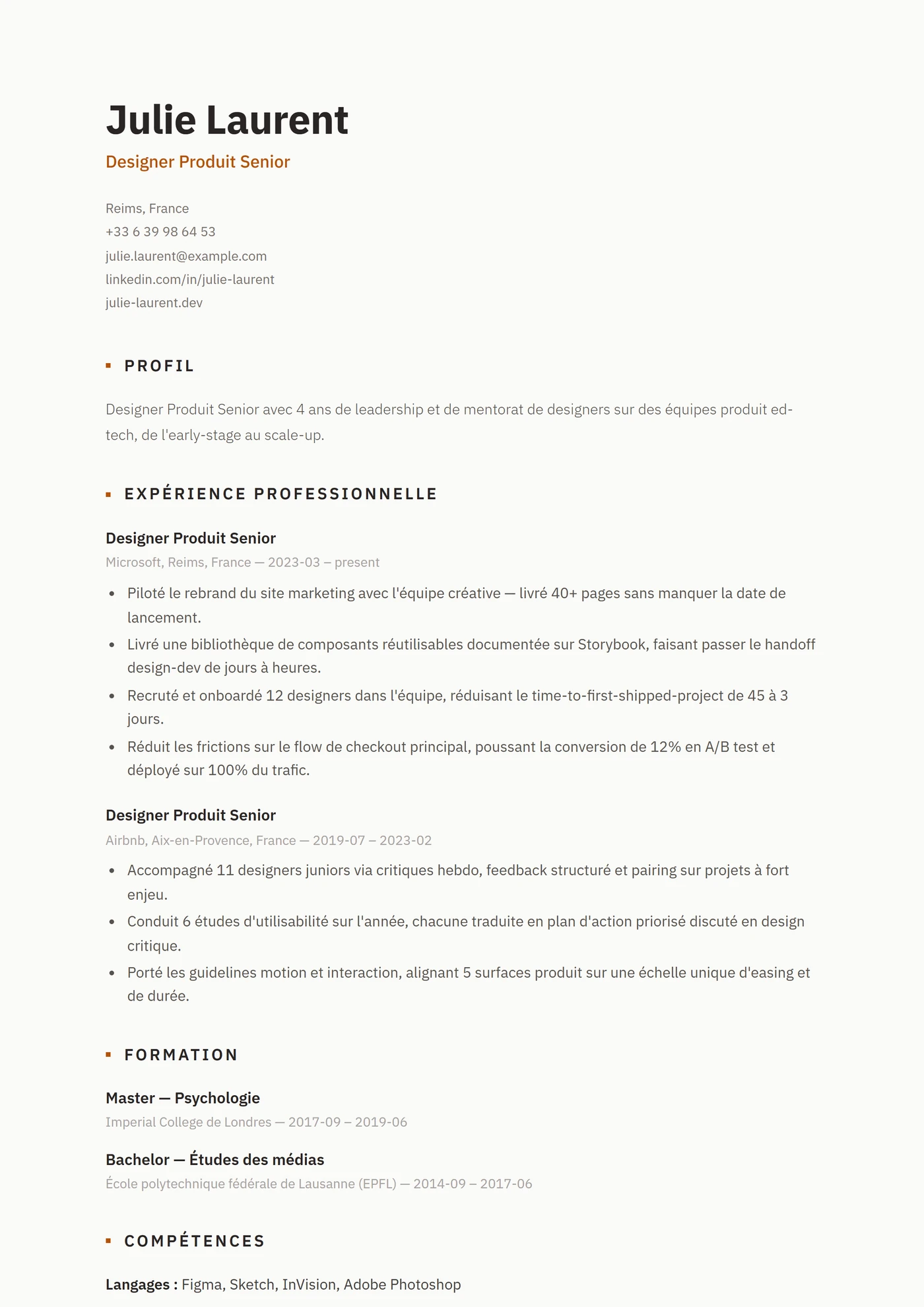 ATS Nordique — Modèles de CV