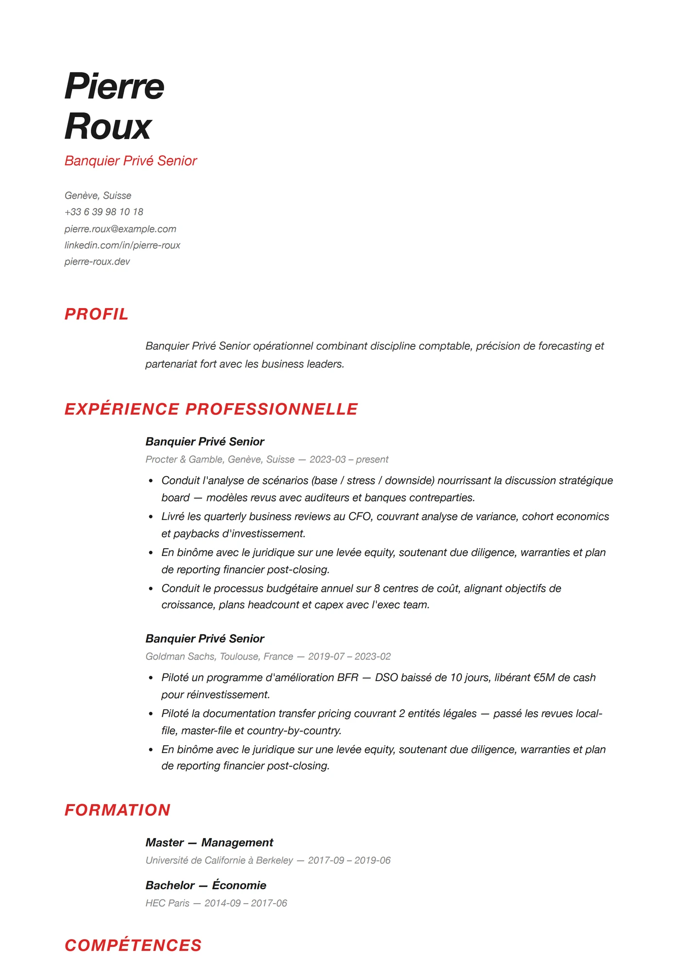 ATS Suisse — Modèles de CV