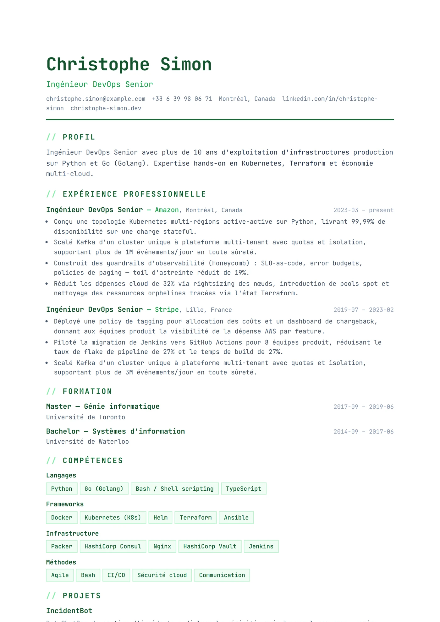 ATS Tech Stack — Modèles de CV