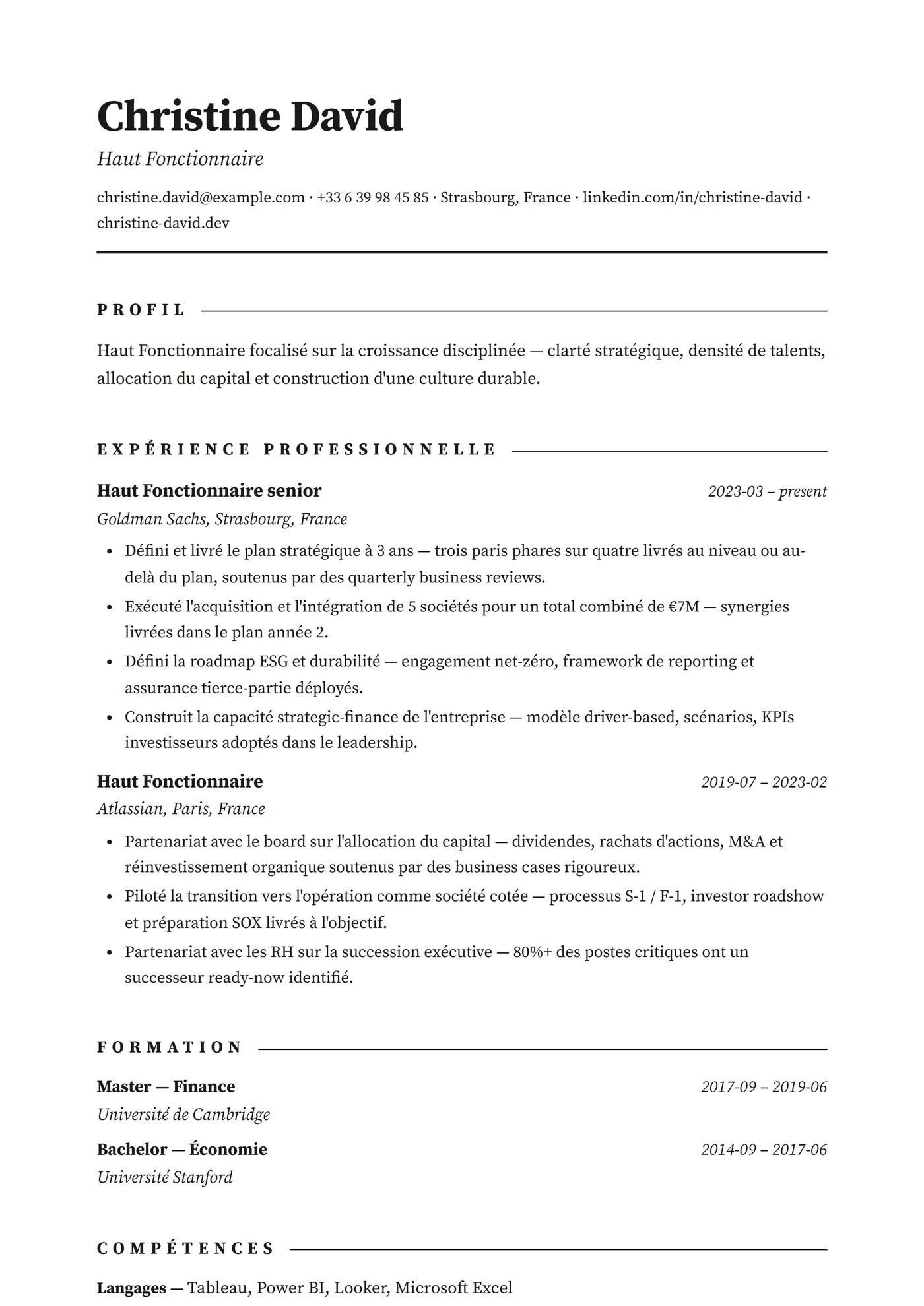 Classique Formel — Modèles de CV
