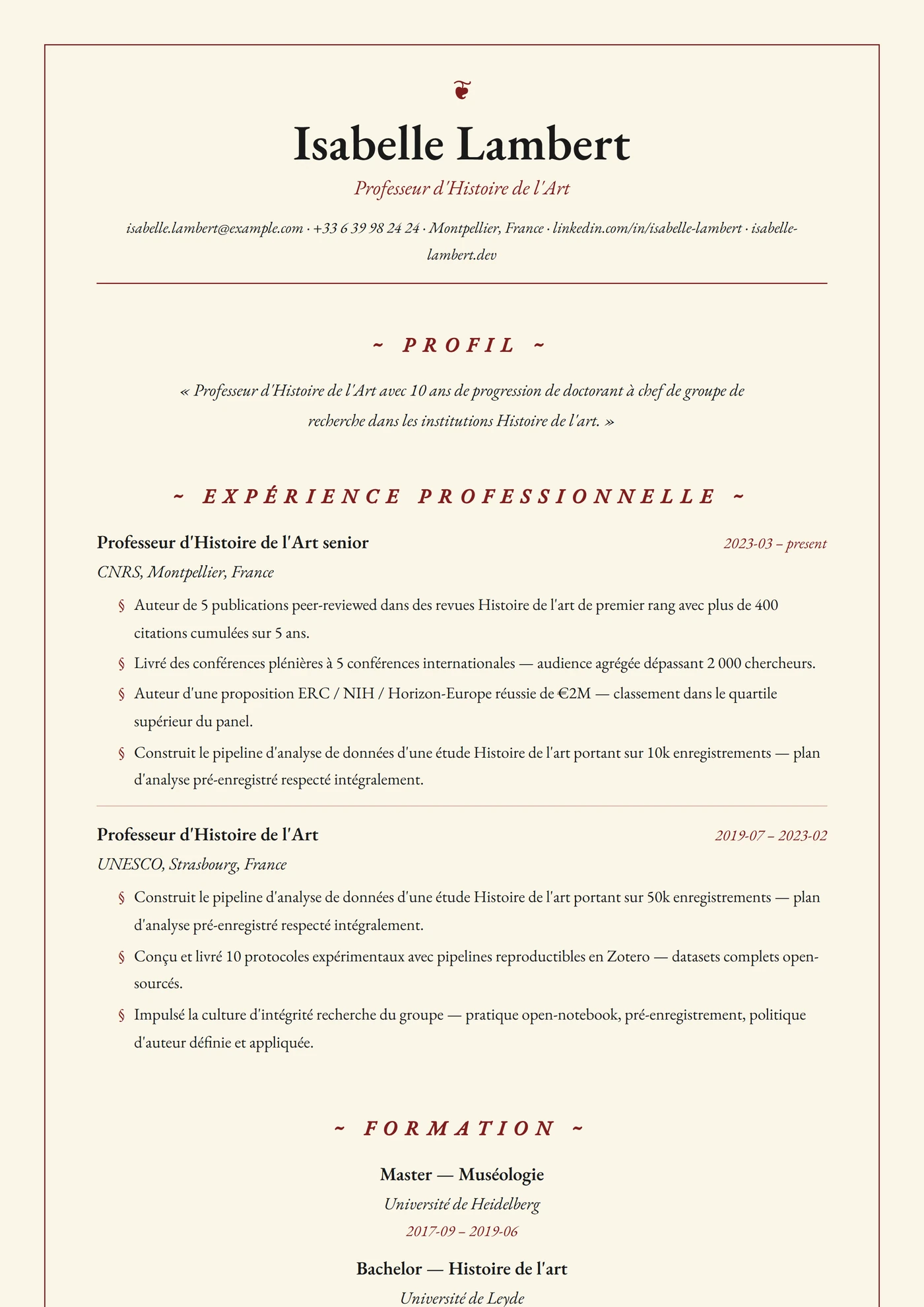 Classique Parchemin — Modèles de CV