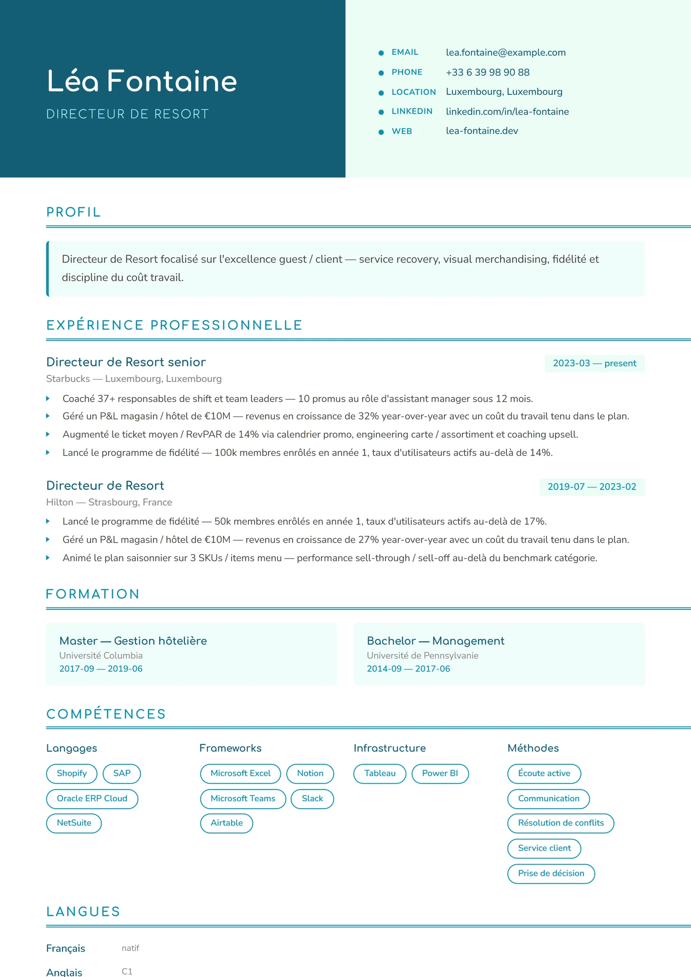 Coco Tropical — Modèles de CV