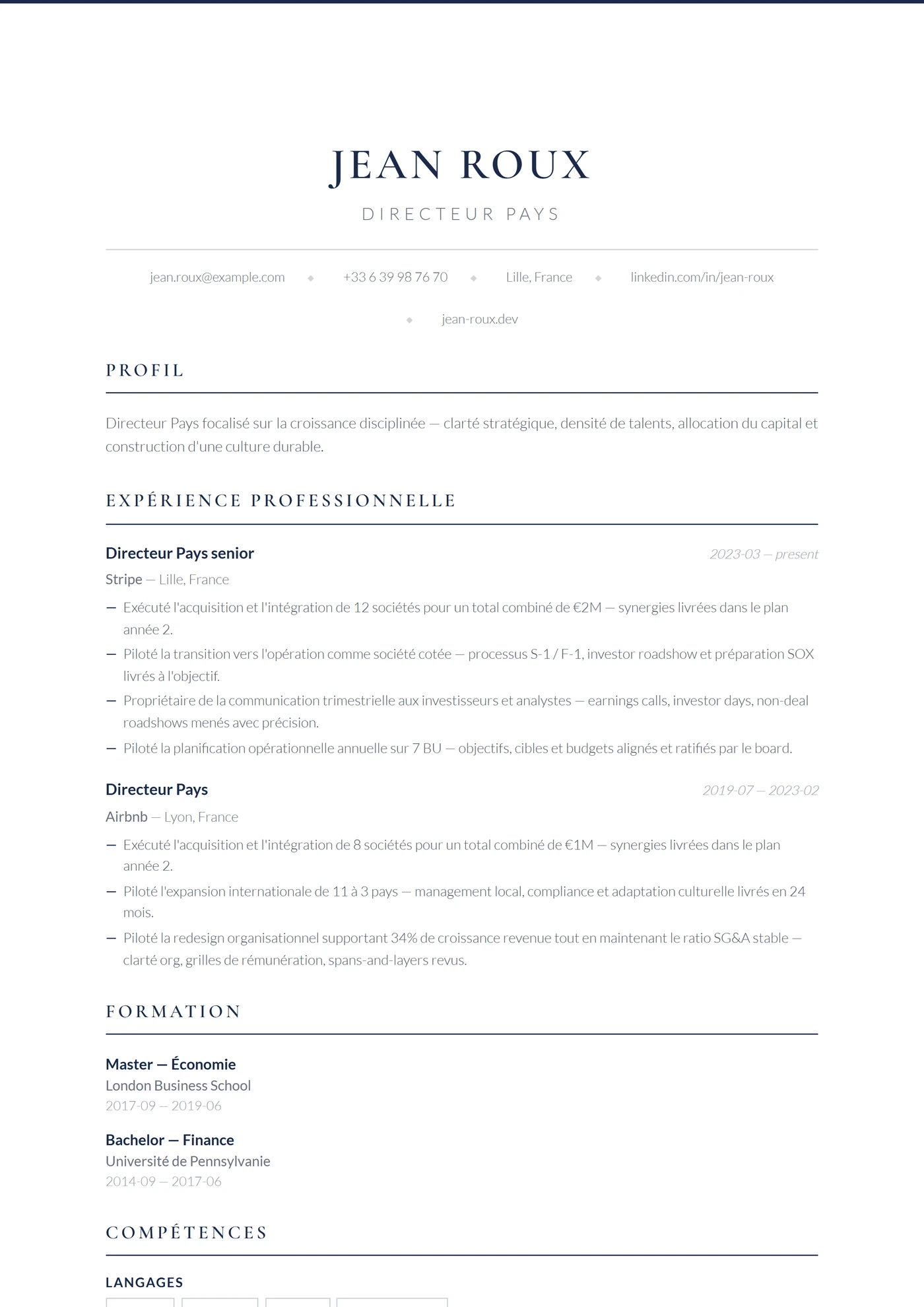 Corporate — Modèles de CV