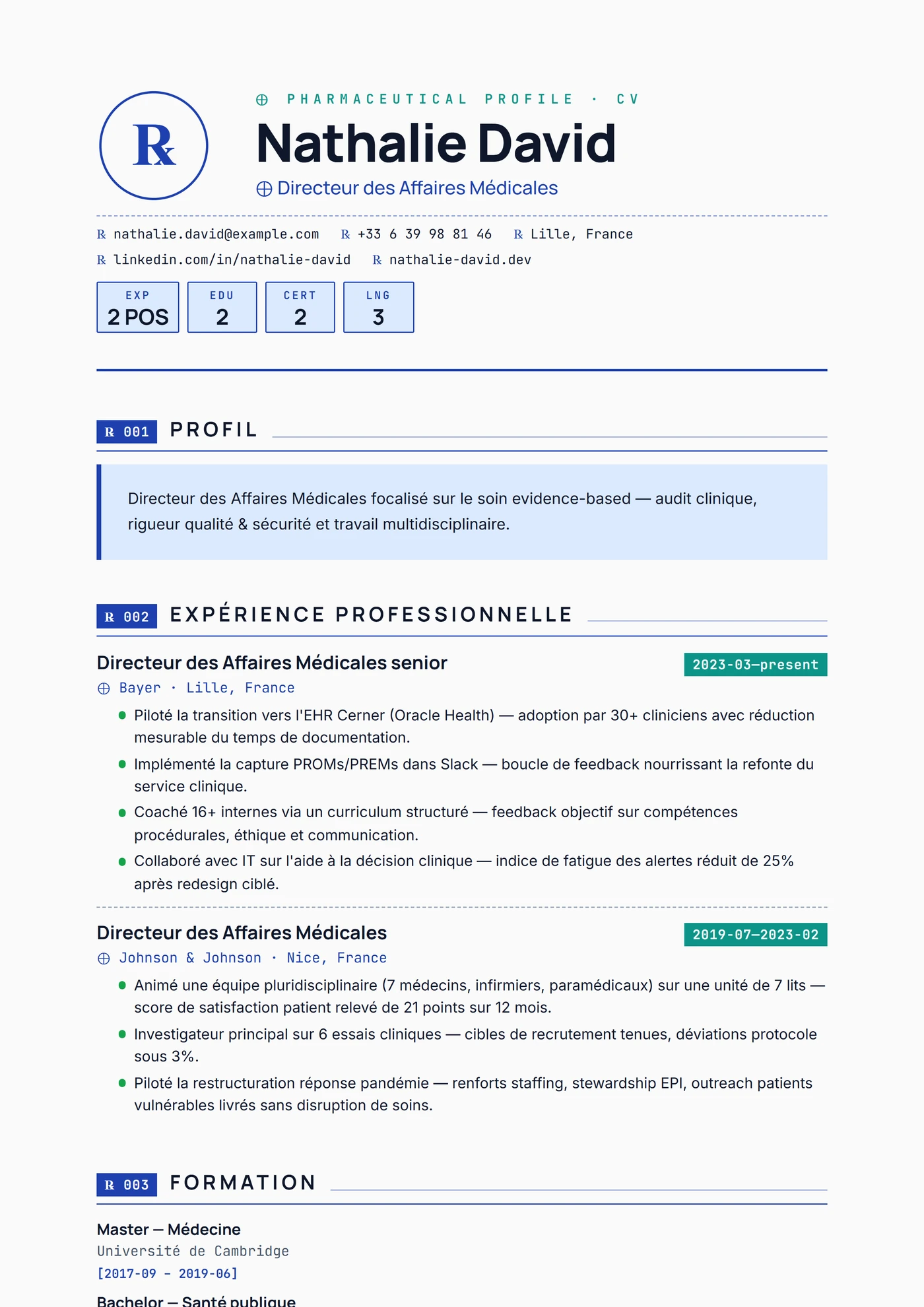 Industrie — Pharmacie — Modèles de CV