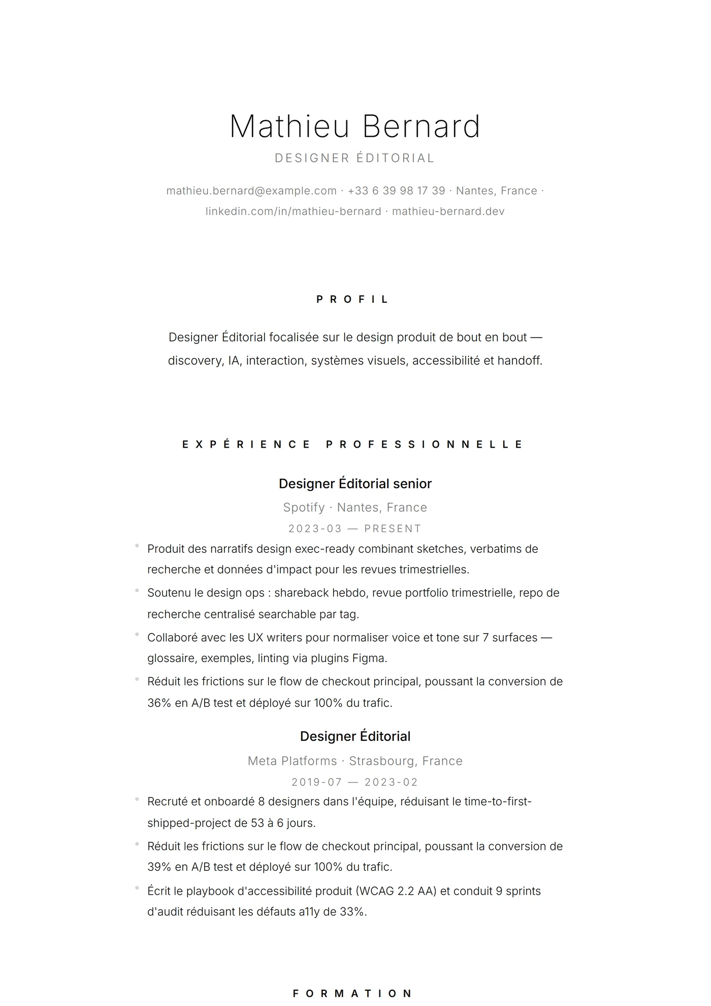 Minimal Air — Modèles de CV