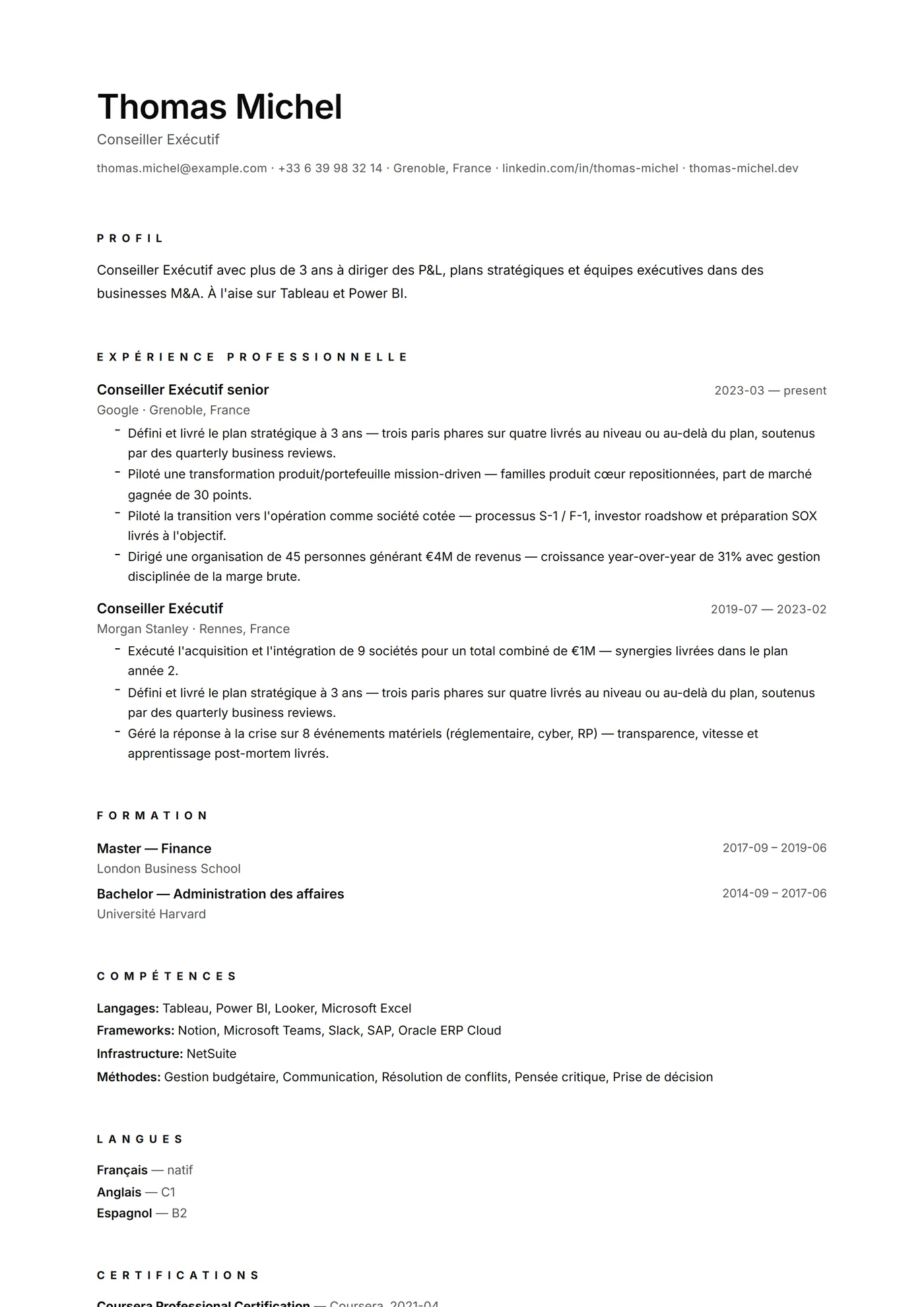 Minimal Microtypo — Modèles de CV