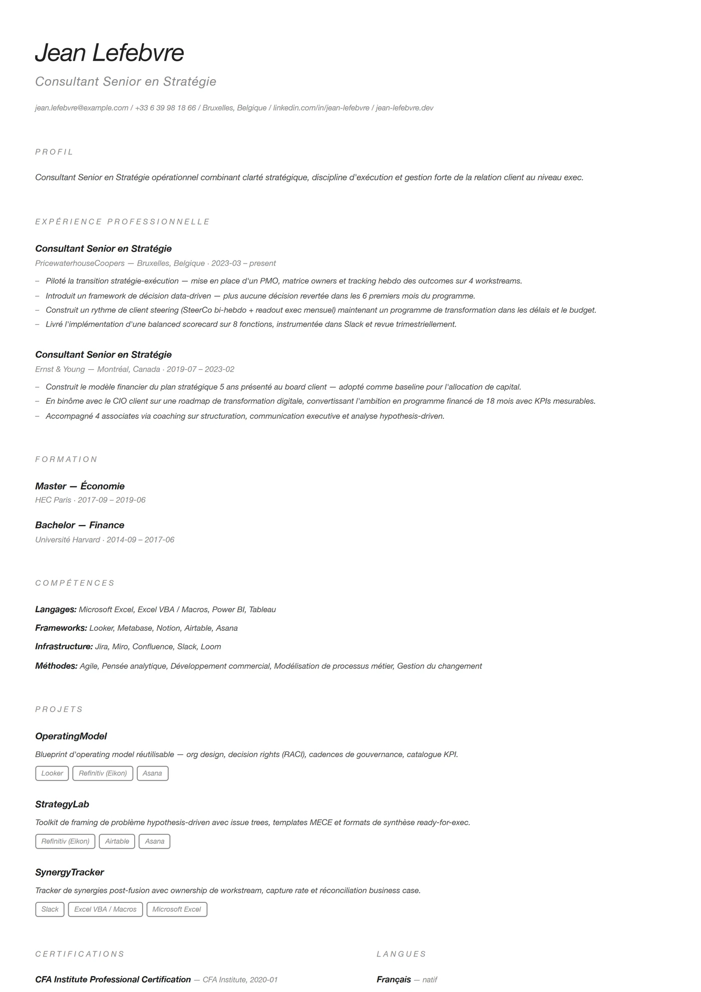 Minimaliste — Modèles de CV