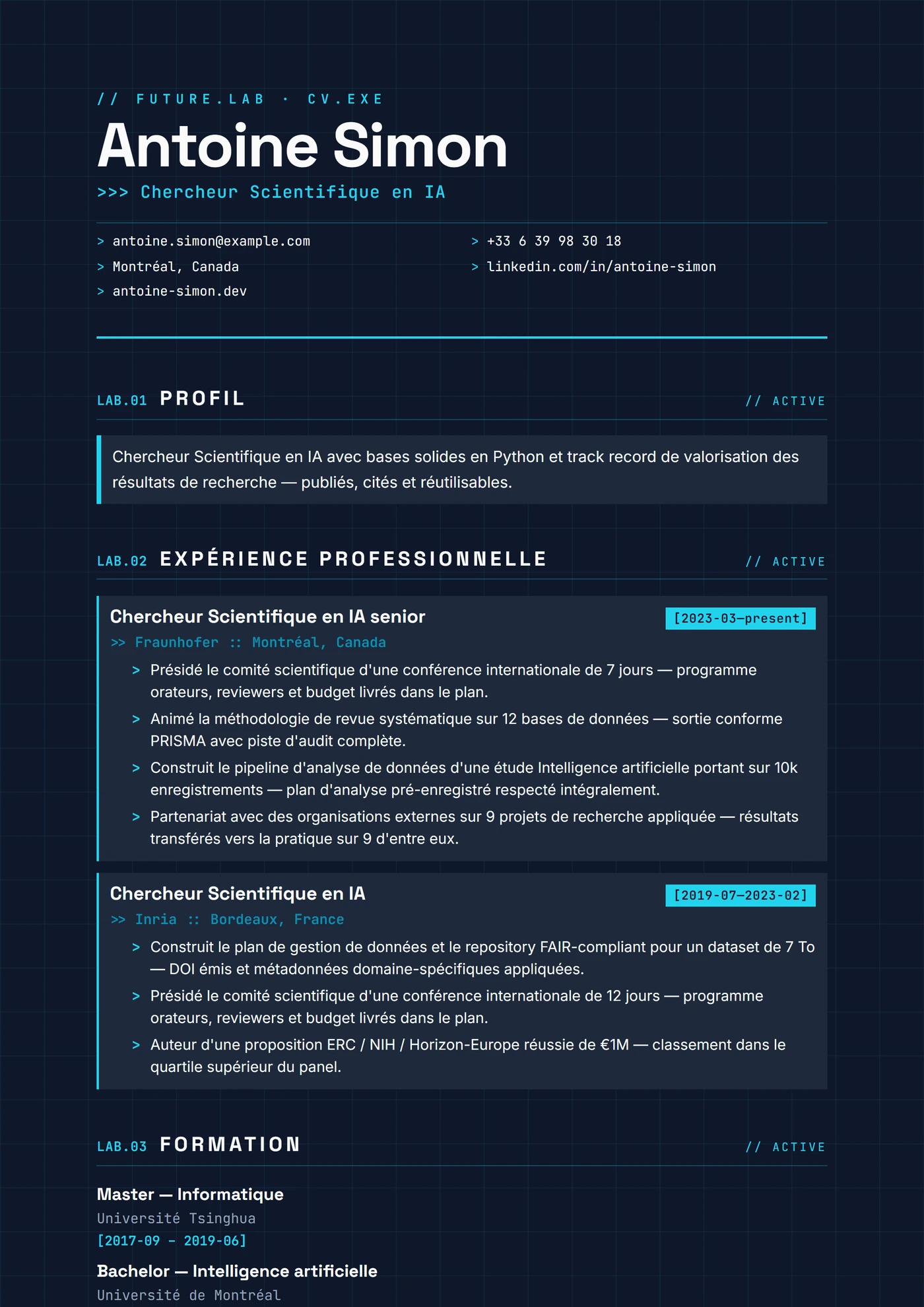 Moderne Future Lab — Modèles de CV