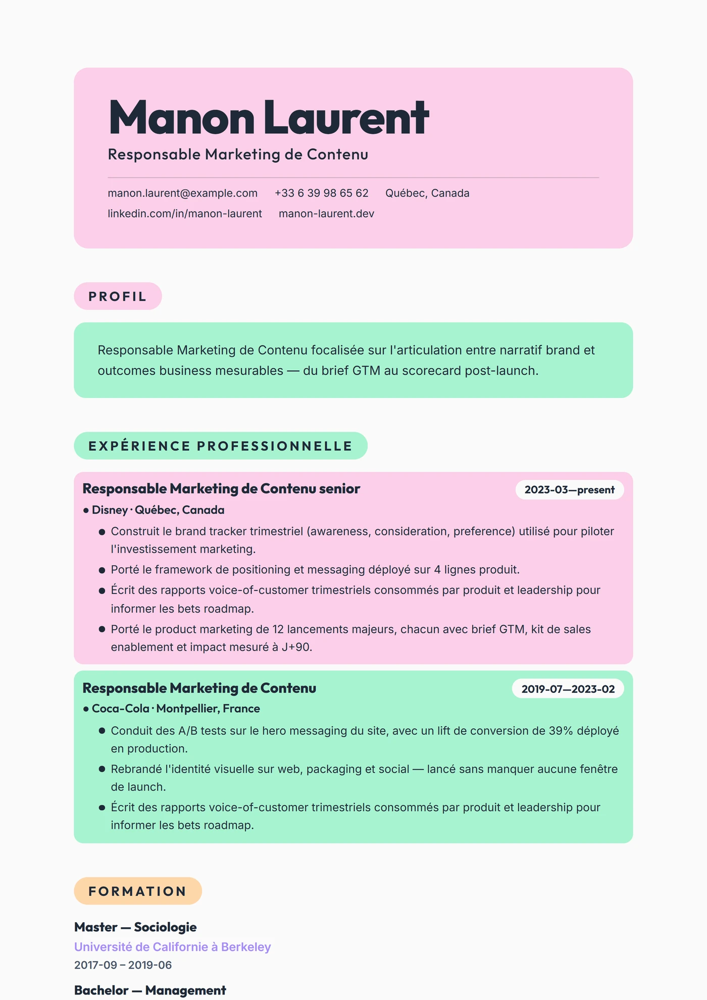 Moderne Blocs Pastel — Modèles de CV