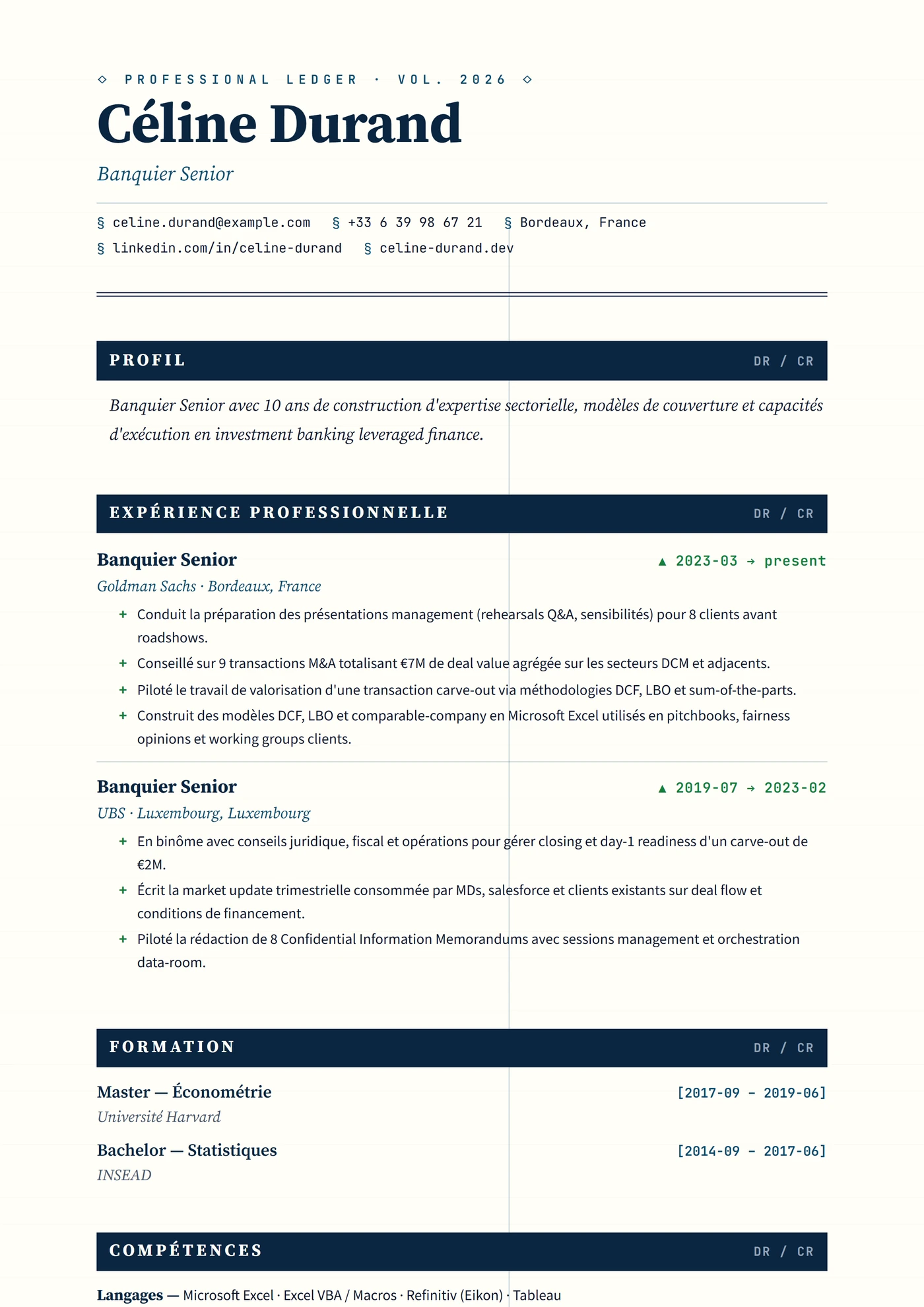 Grand Livre Bancaire — Modèles de CV
