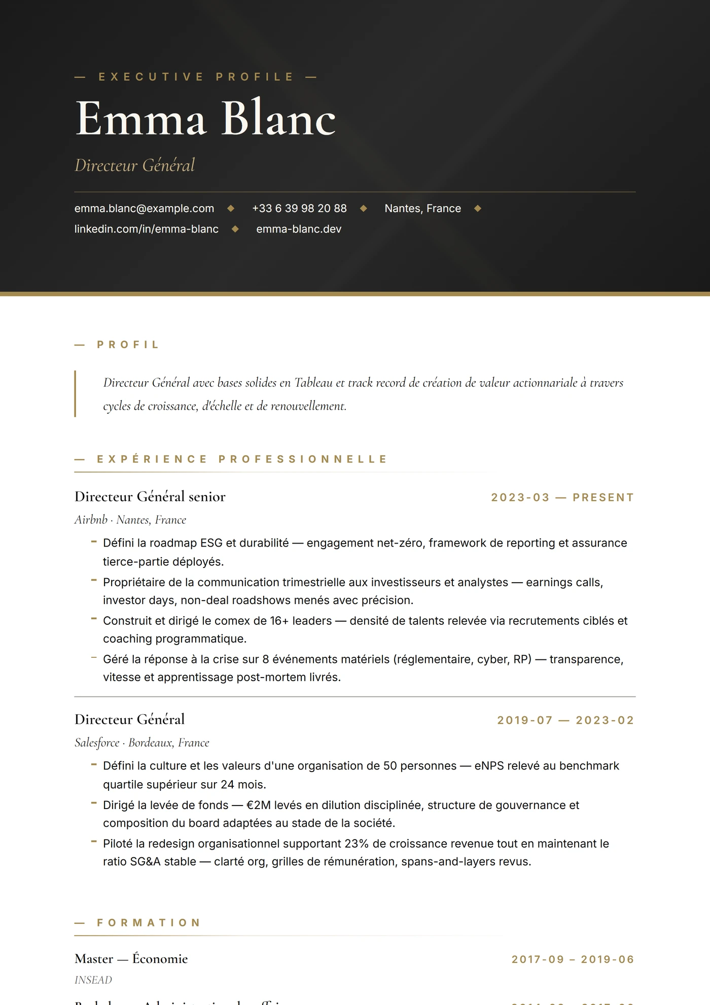 Salle du Conseil — Modèles de CV