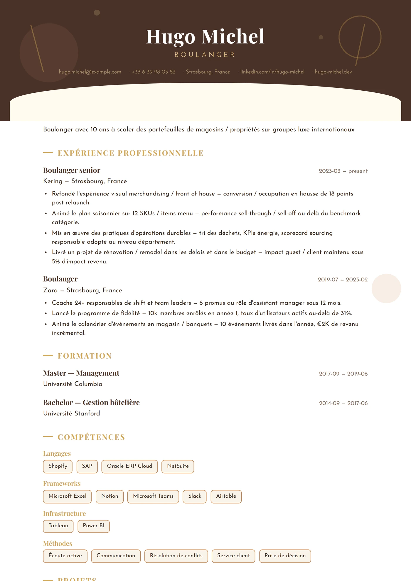 Métier — Boulanger — Modèles de CV