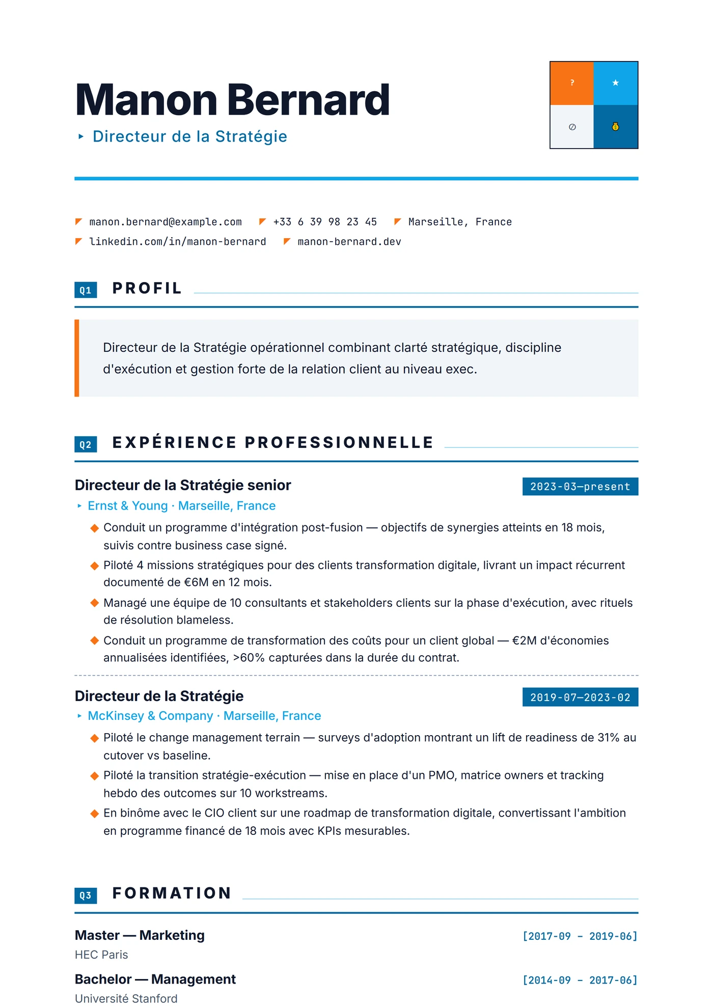 Matrice Stratégique — Modèles de CV