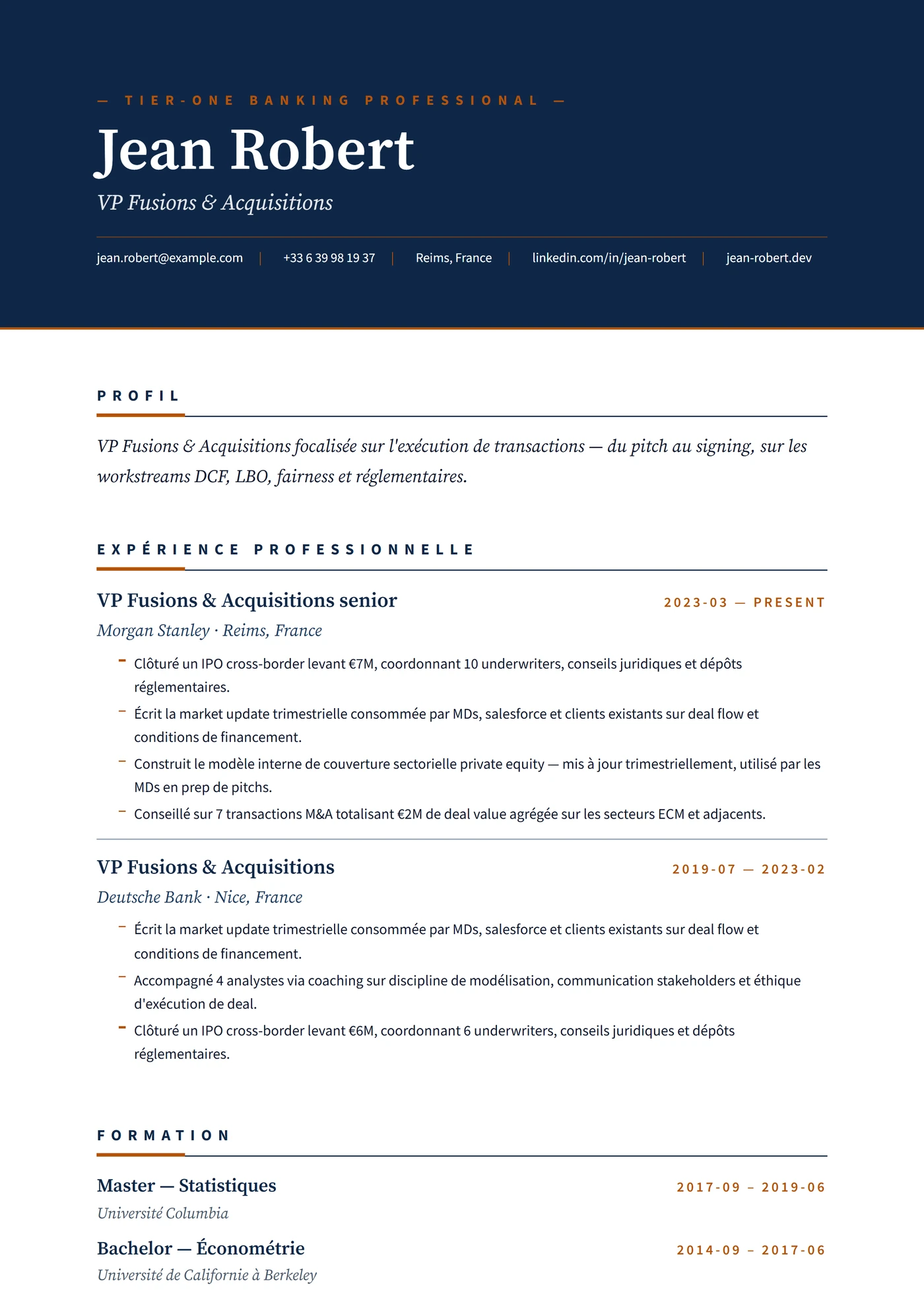Banque de Premier Plan — Modèles de CV