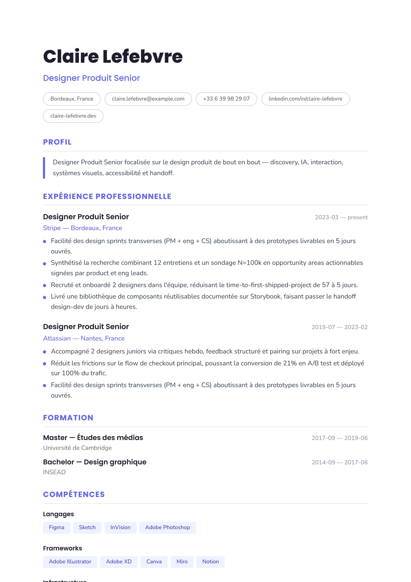 USA Moderne — Modèles de CV