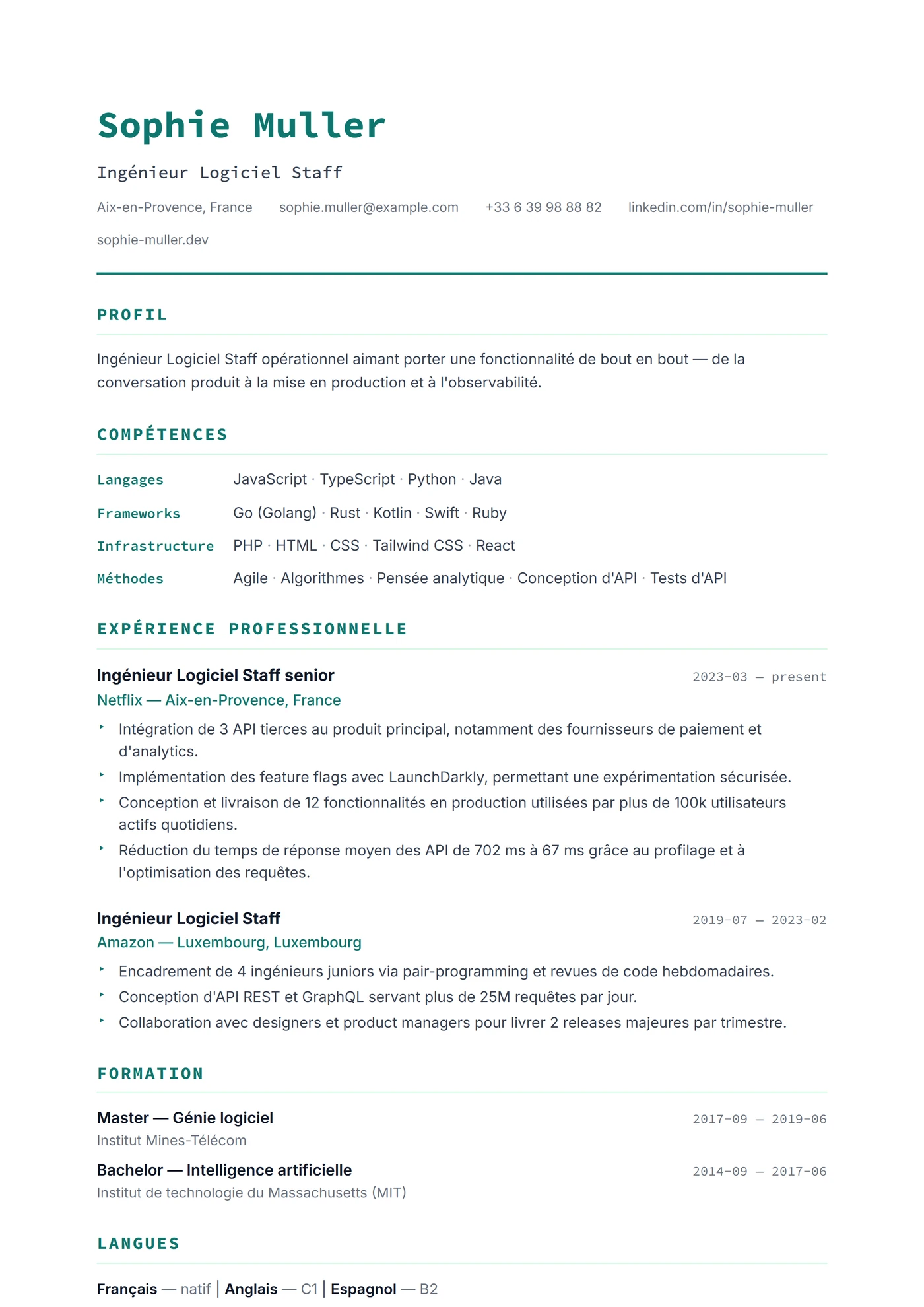 USA Tech — Modèles de CV