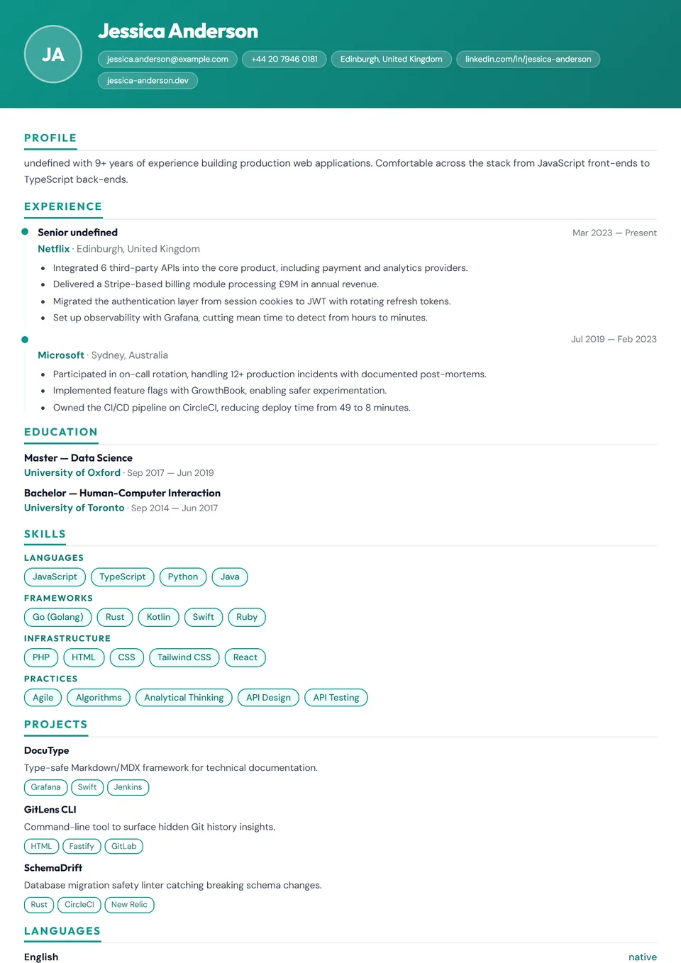 Français Moderne — Modèles de CV