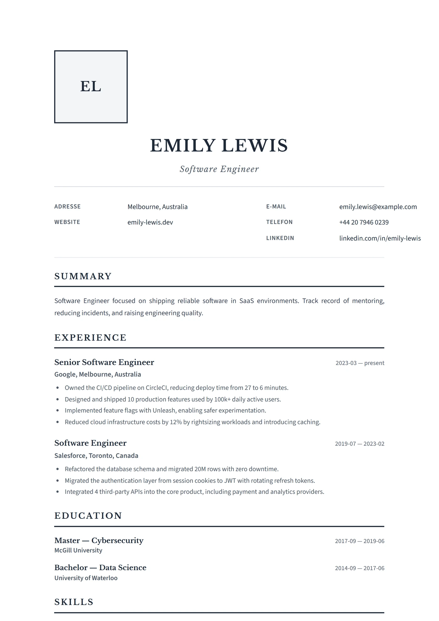 Allemagne Executive — Modèles de CV