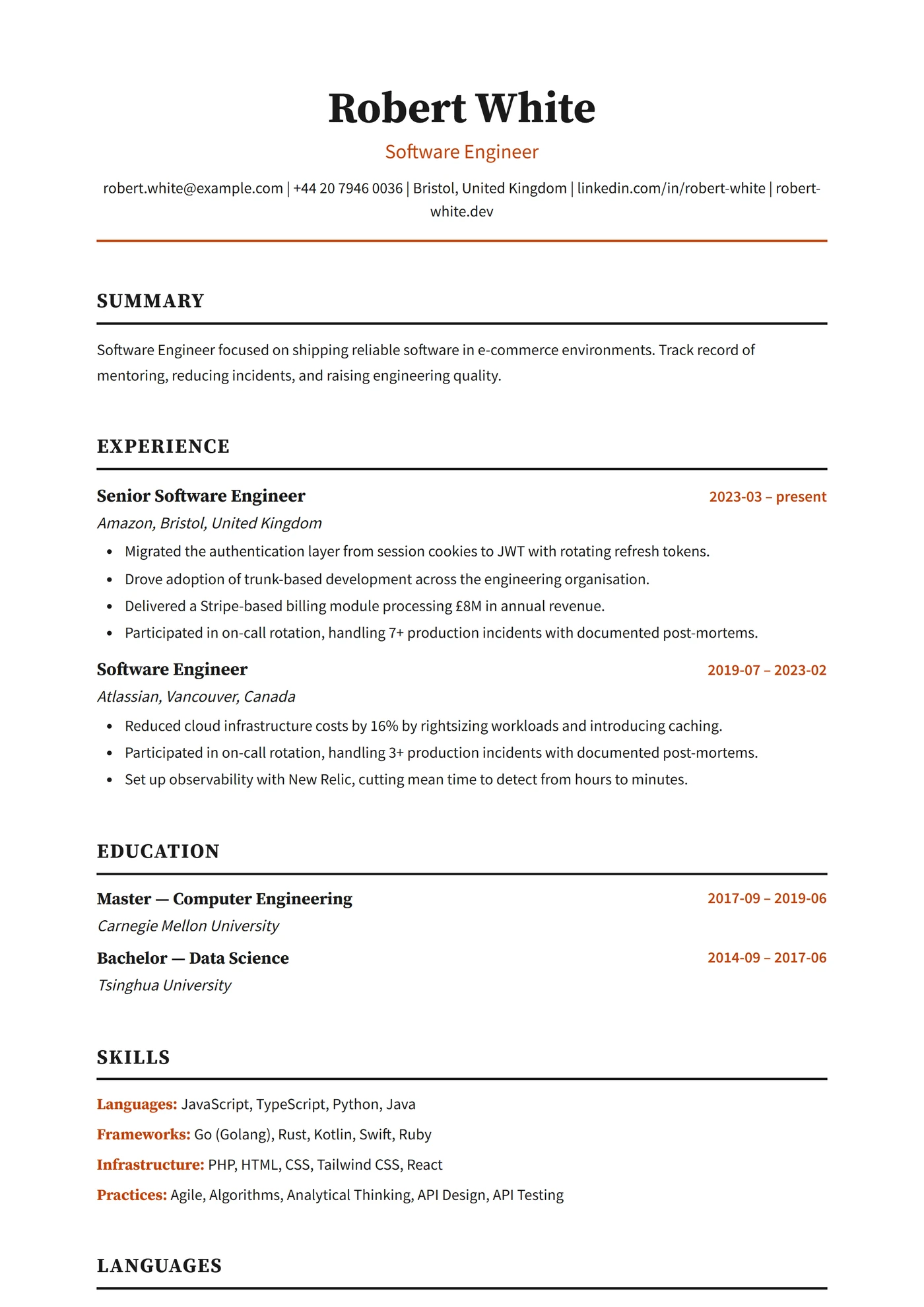 Inde — Modèles de CV