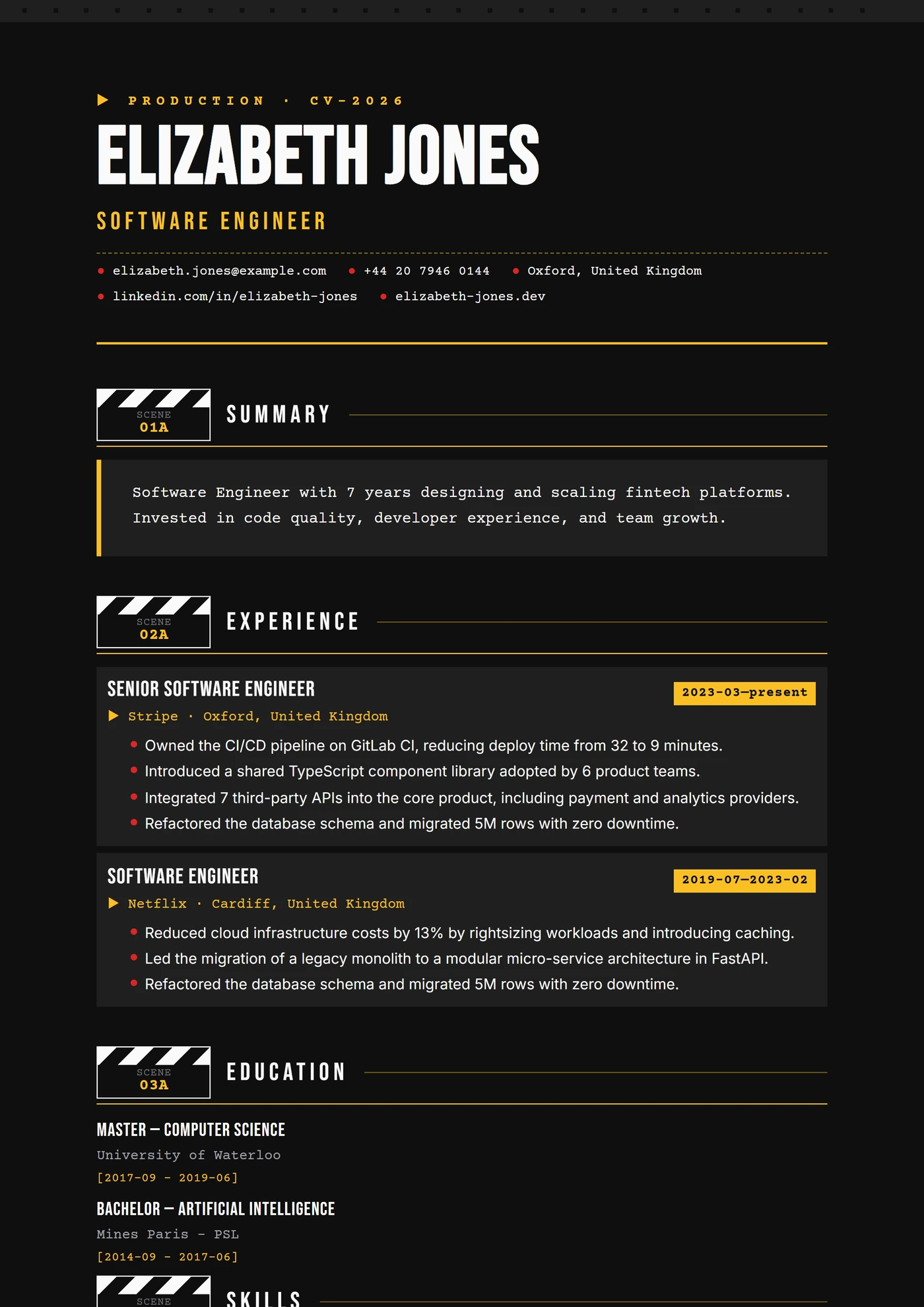 Industrie — Production audiovisuelle — Modèles de CV