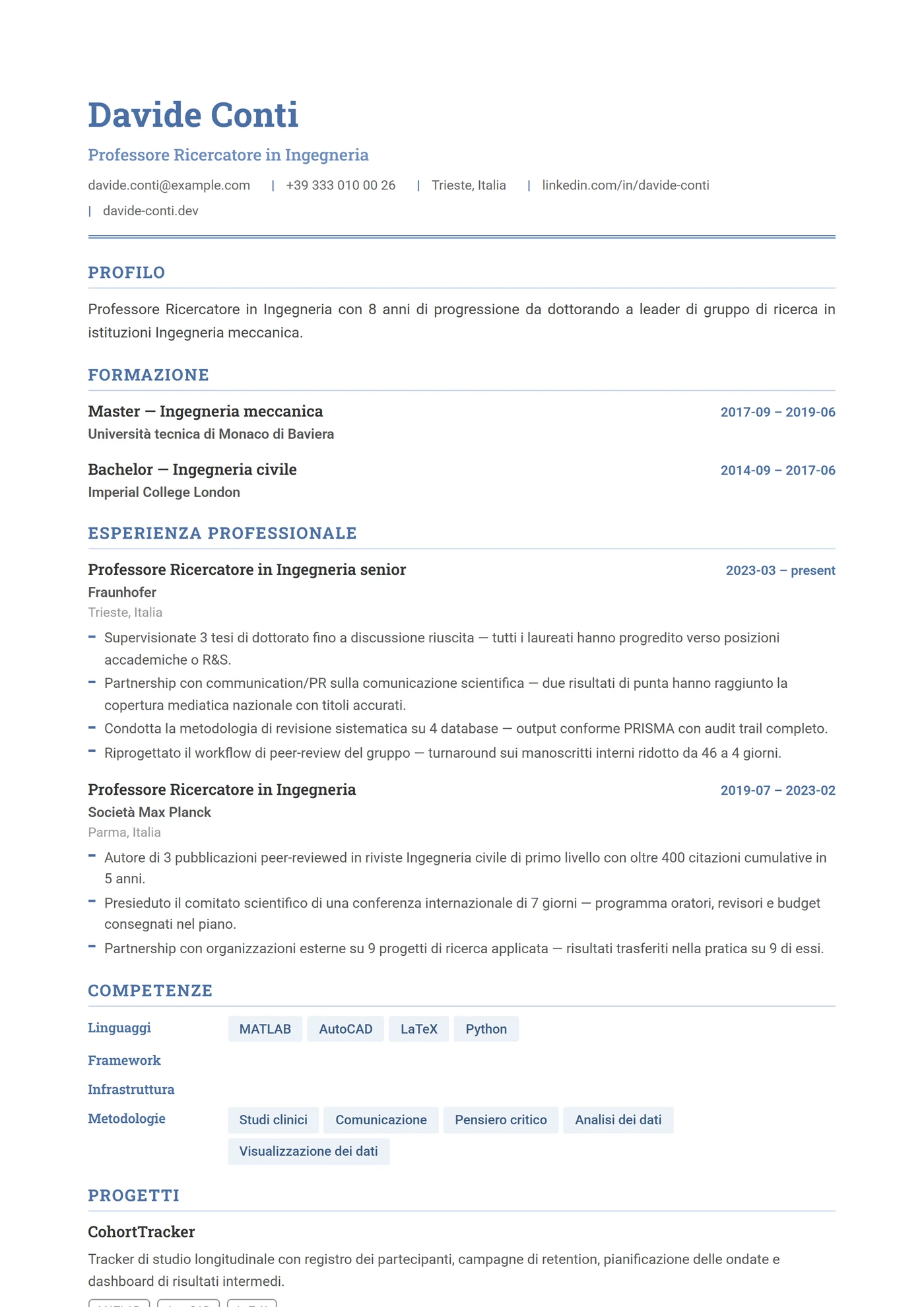 Ingegneria — Modelli di CV