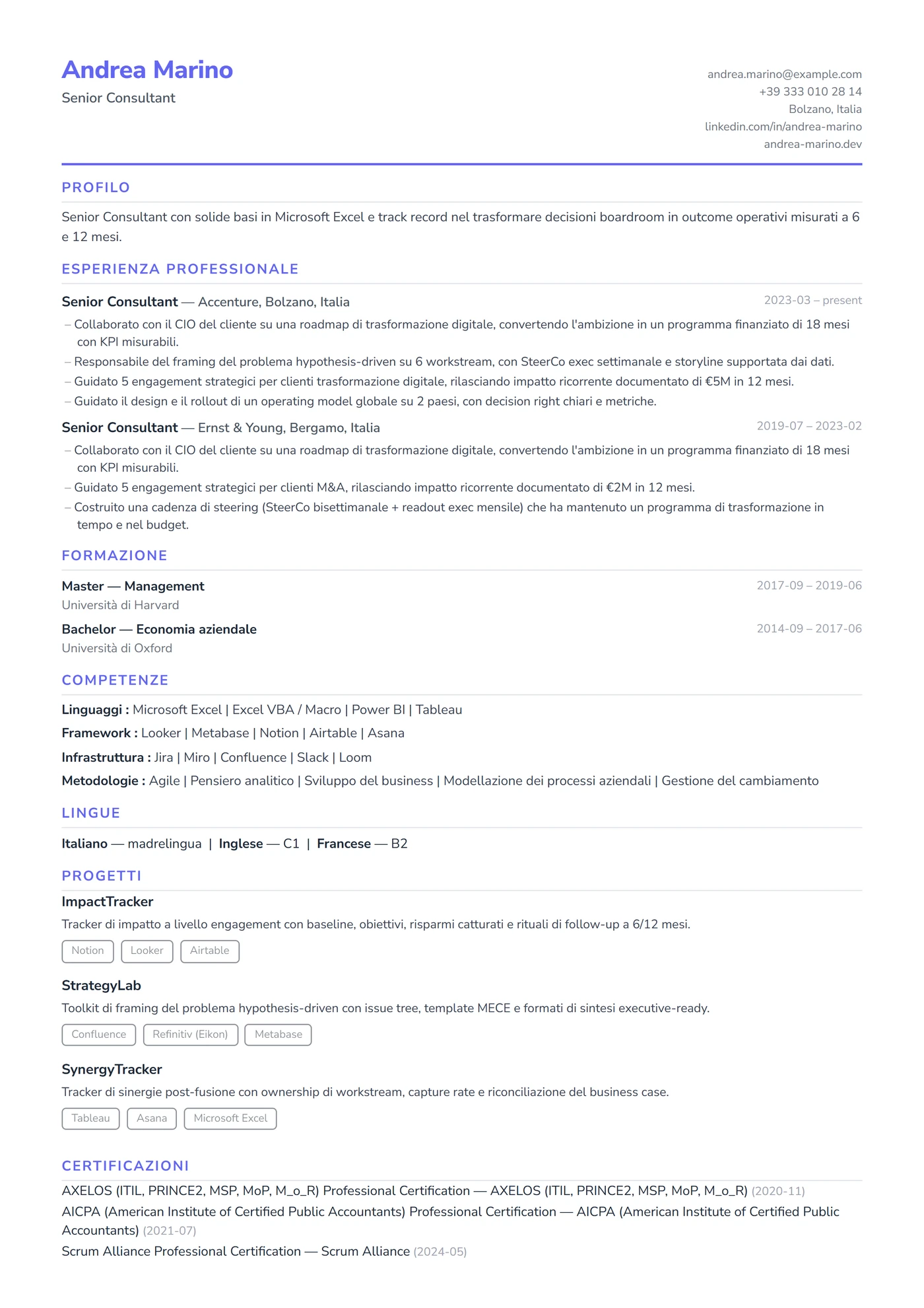 ATS Compatto — Modelli di CV