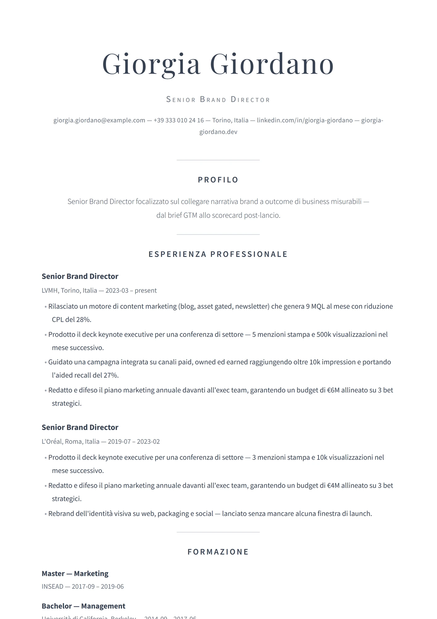 ATS Editoriale — Modelli di CV