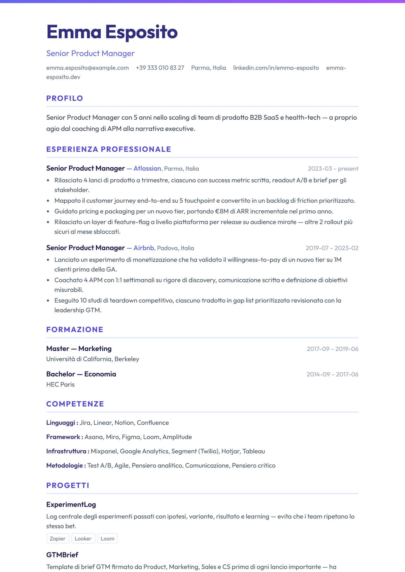 ATS Barra Sfumata — Modelli di CV