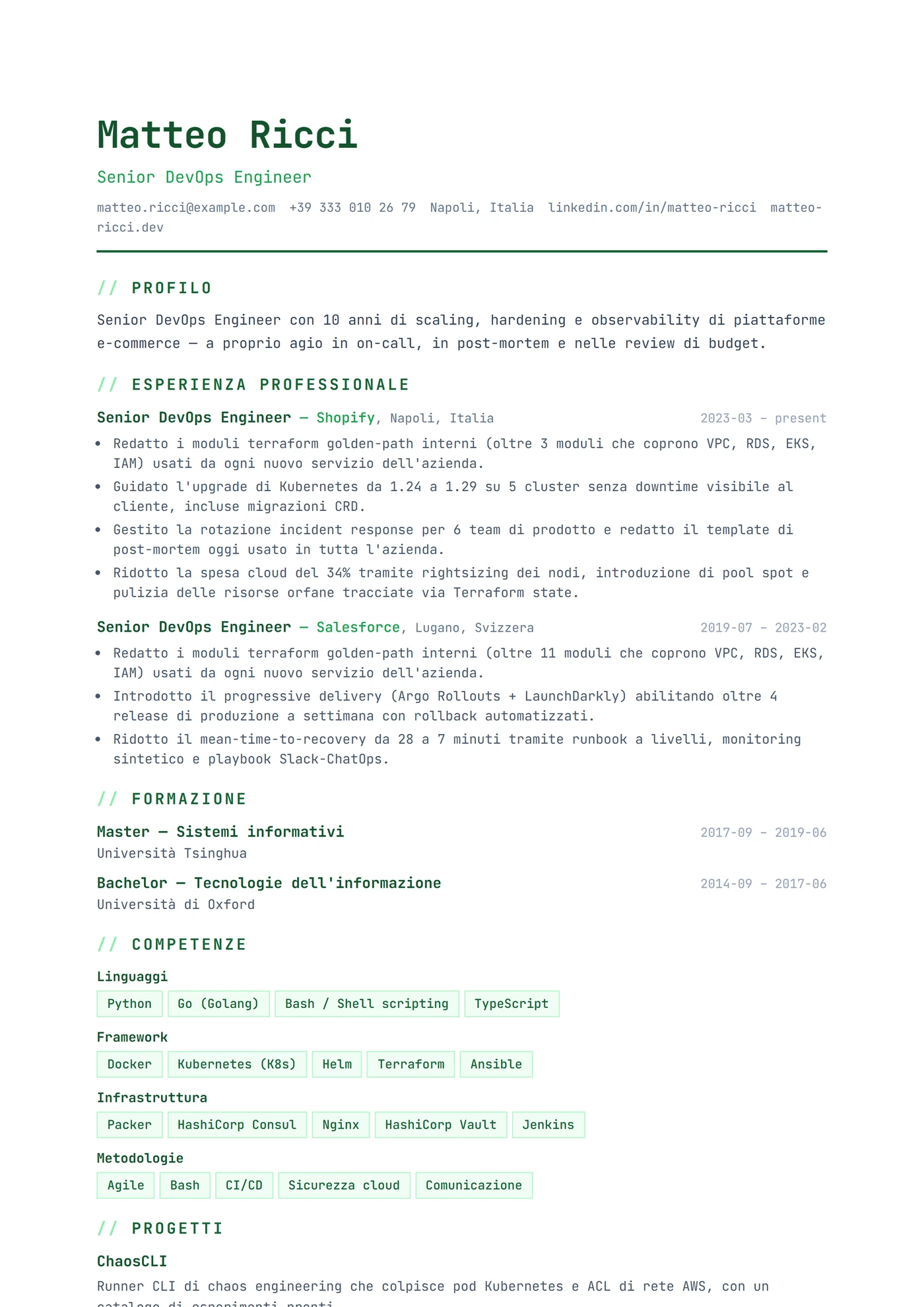 ATS Tech Stack — Modelli di CV