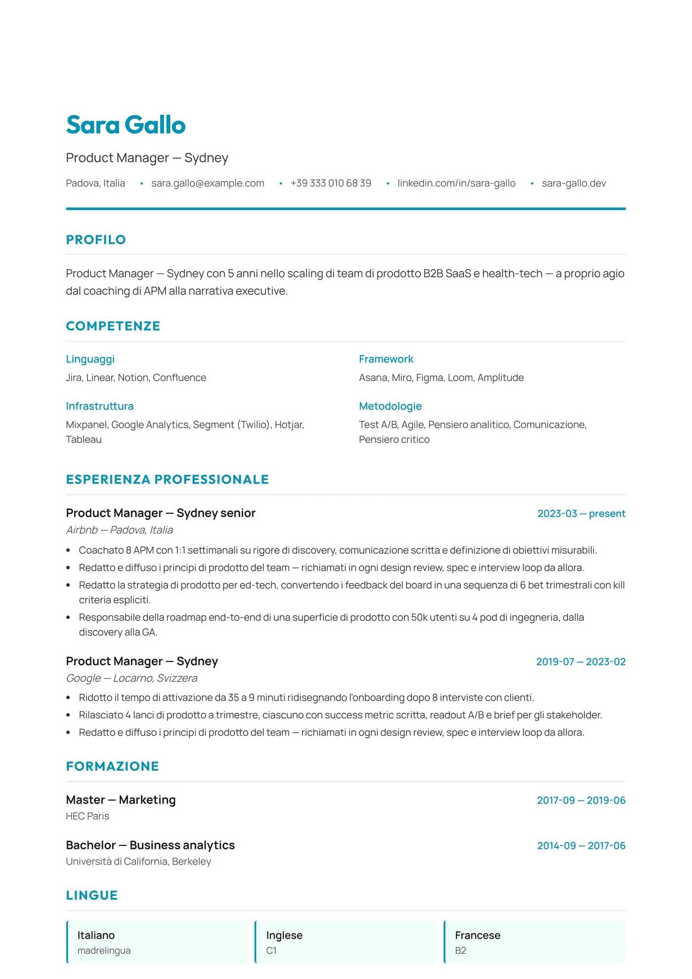 Australia Moderno — Modelli di CV
