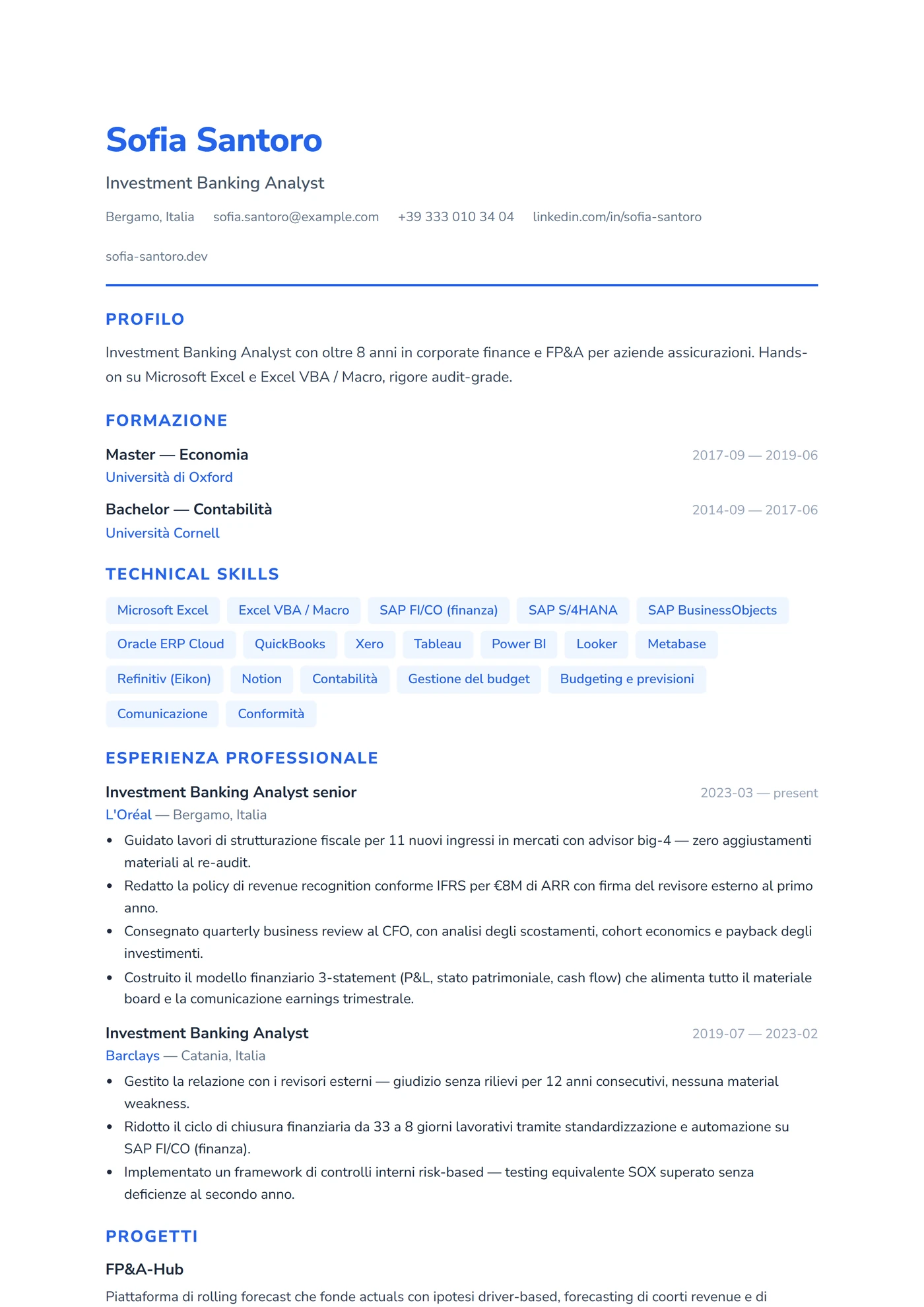 Canada Inglese Neolaureato — Modelli di CV