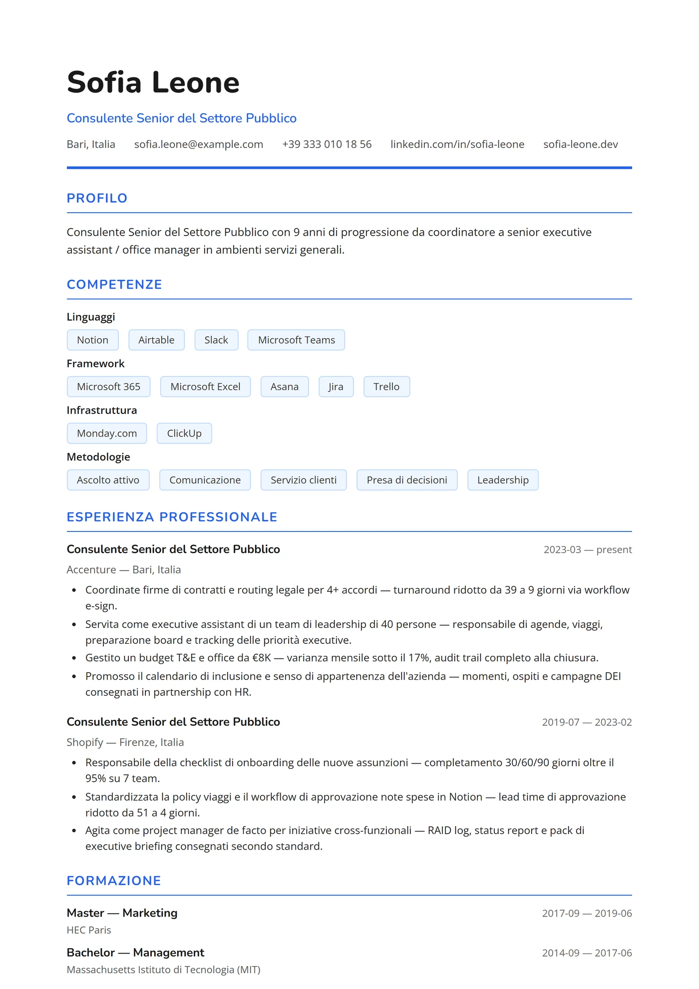 Canada Francese — Modelli di CV