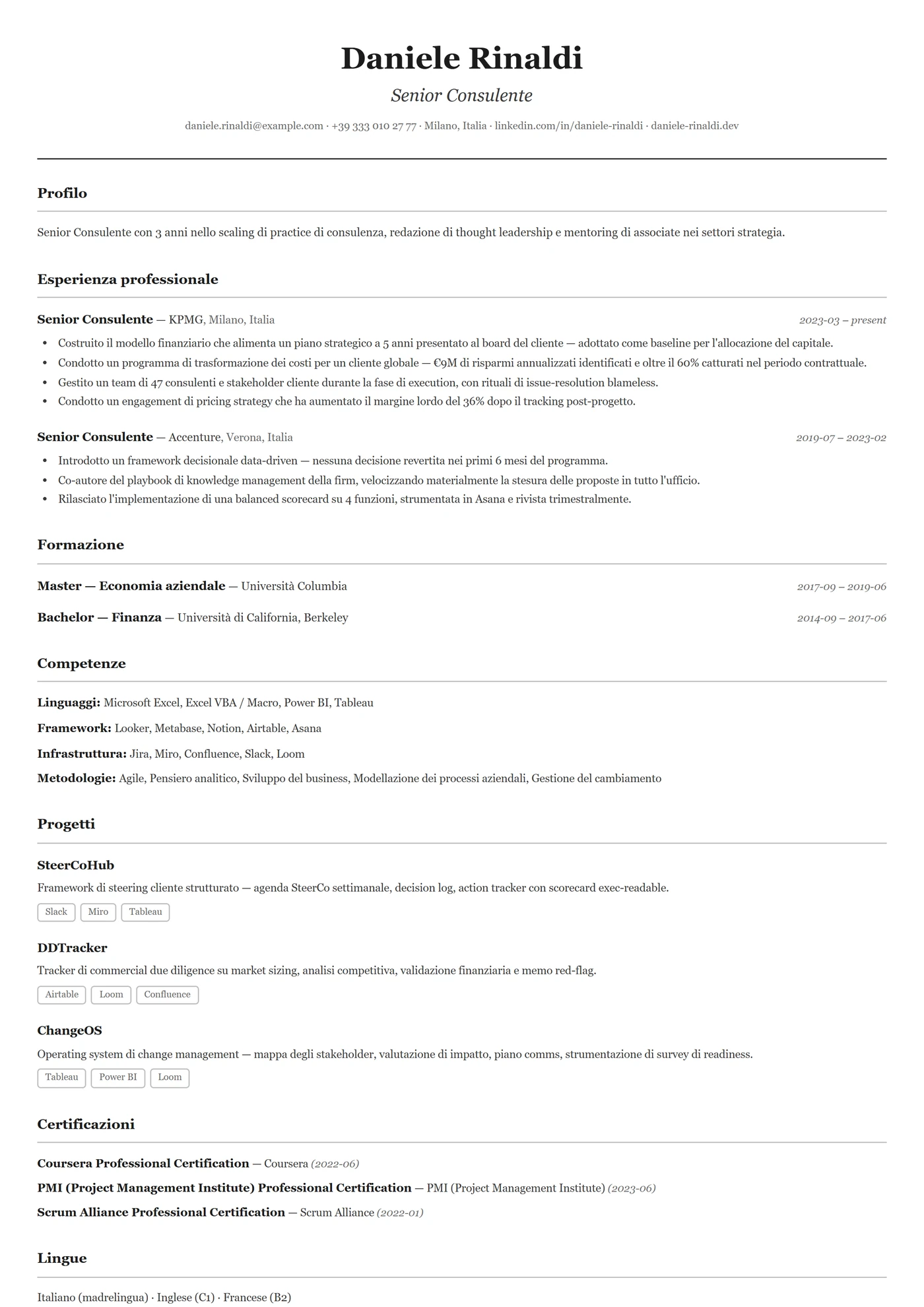 Classico — Modelli di CV